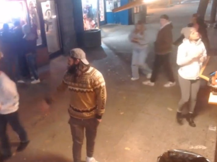 A screenshot from a food truck live stream shows Madison Mogen, Kaylee Goncalves, and another person entering the frame from the right