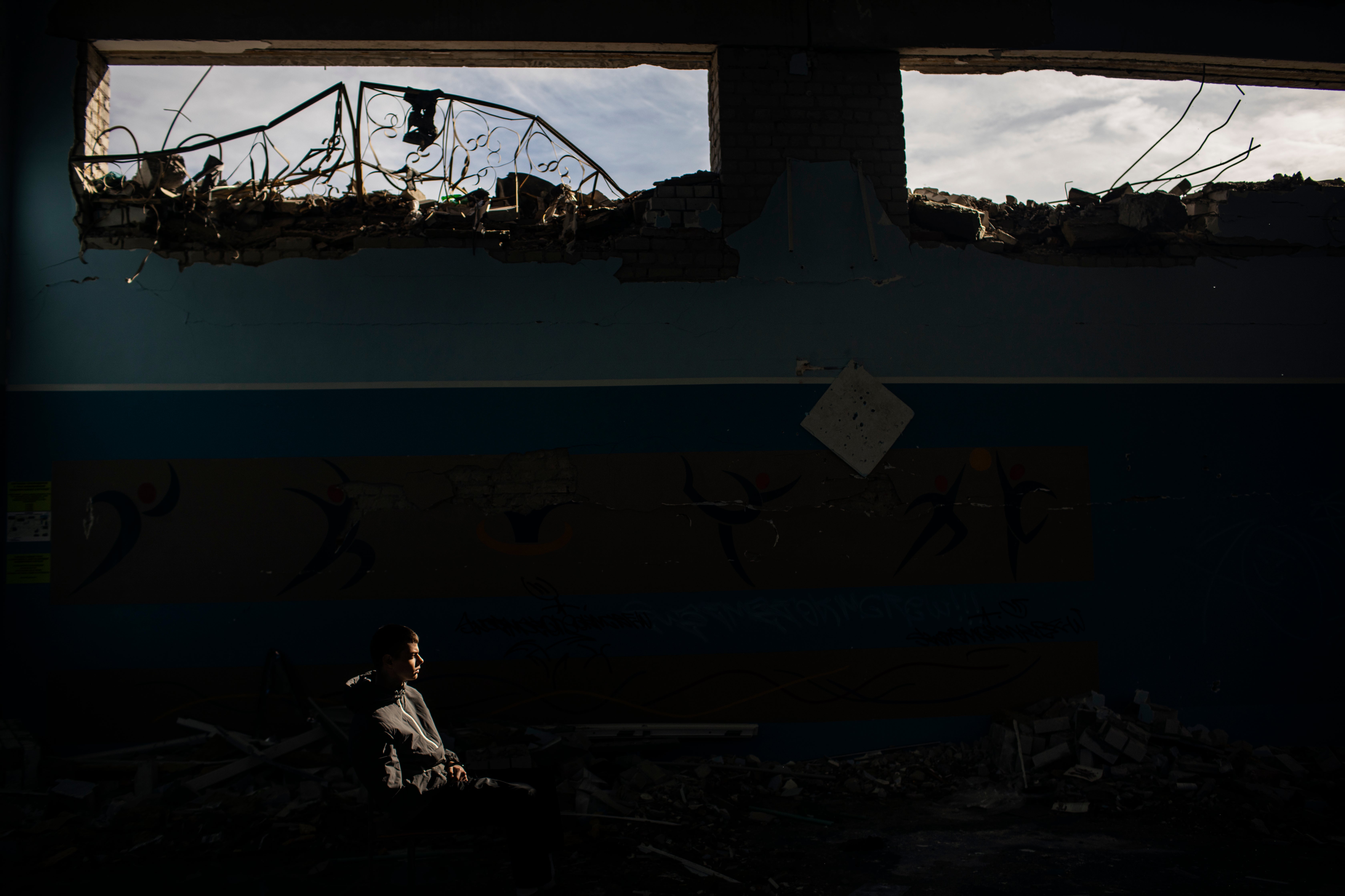 ‘It’s so sad to see my school destroyed’: Vlad, 16, inside his destroyed school in Zhytomyr