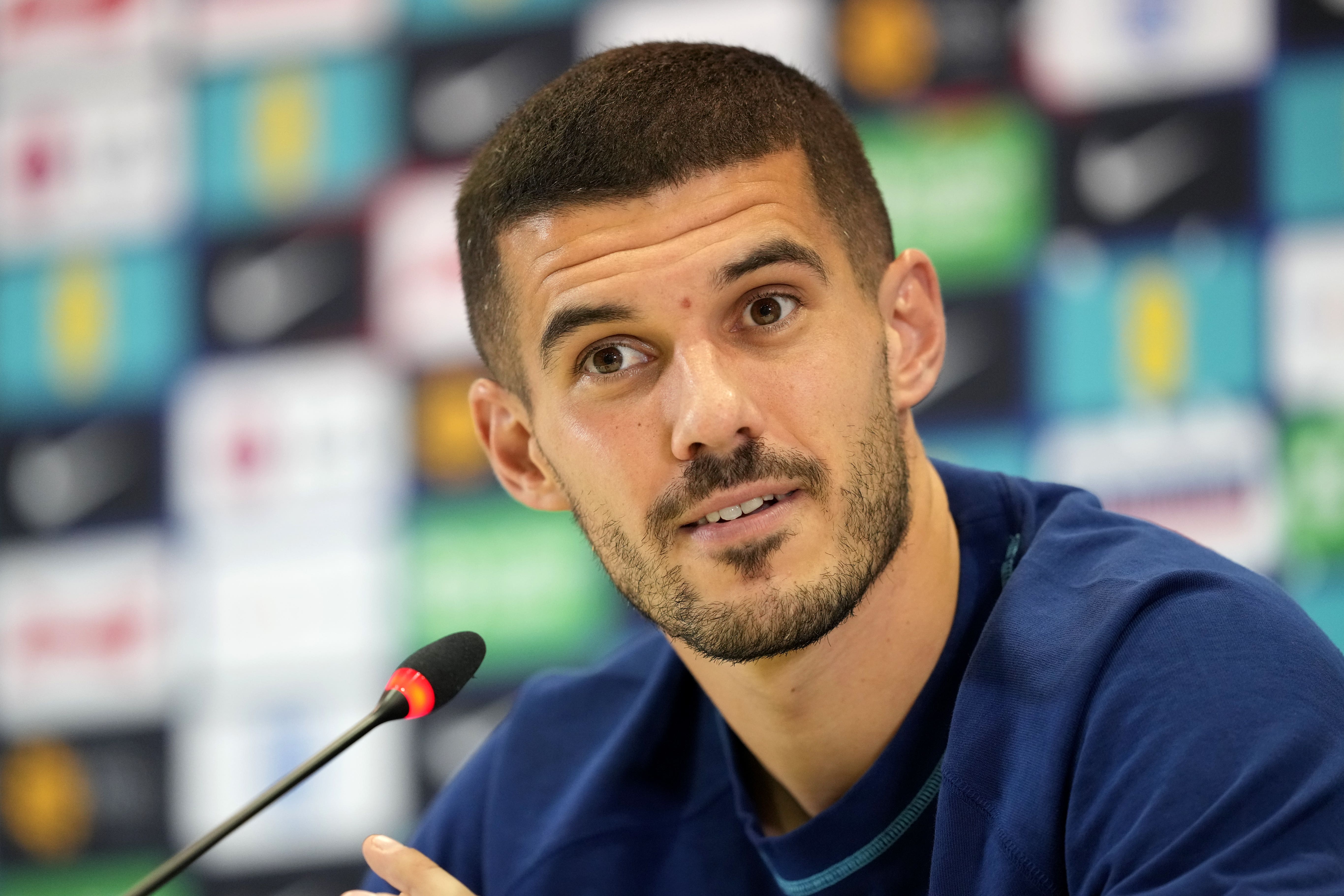 England’s Conor Coady spoke to the media on Thursday (Martin Rickett/PA)