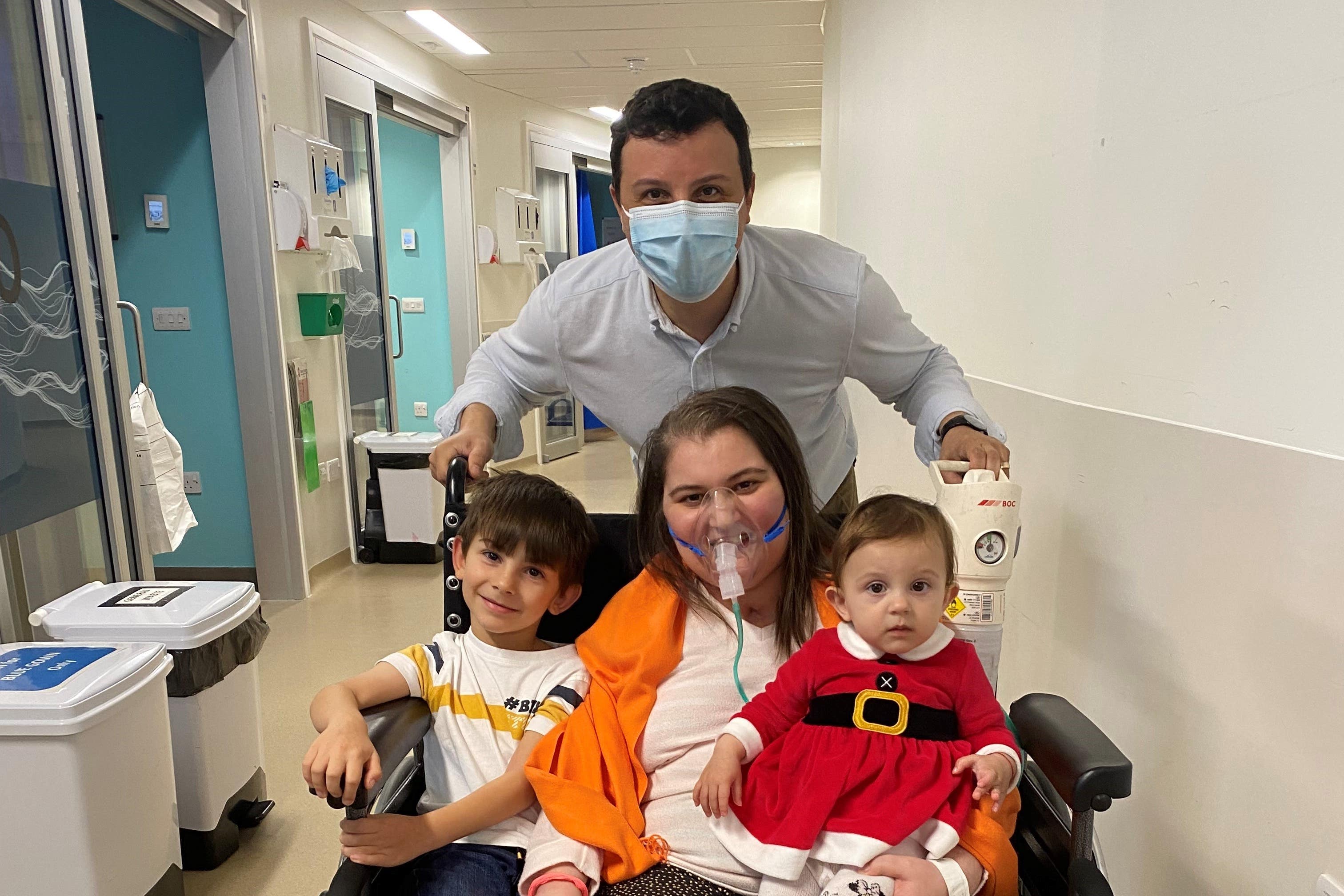 Nicoleta Tuna with her husband Mike, six-year-old son Eduard and daughter Thea, now aged one (Royal Papworth Hospital/PA)