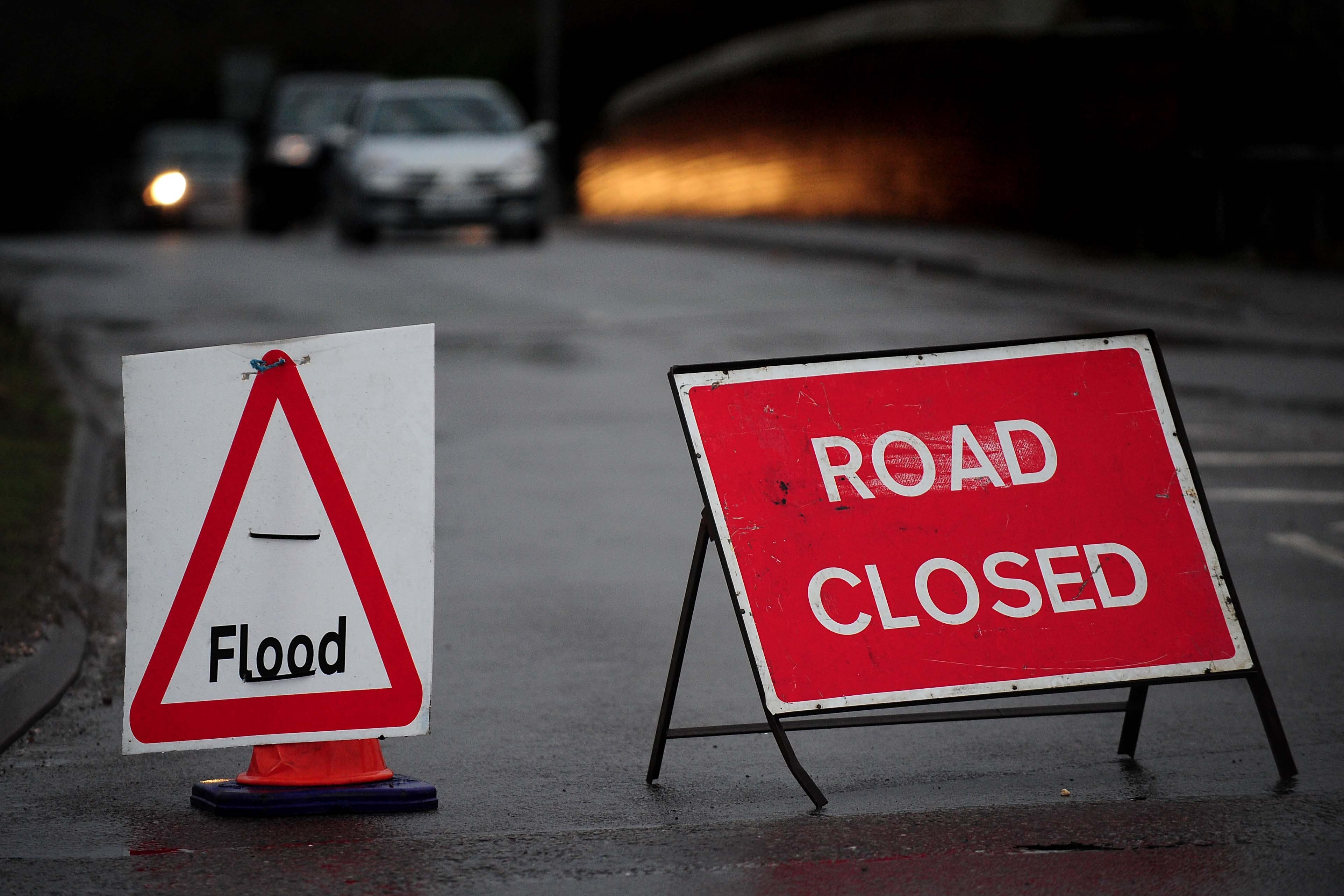 Heavy rain is causing disruption with flooding on some roads