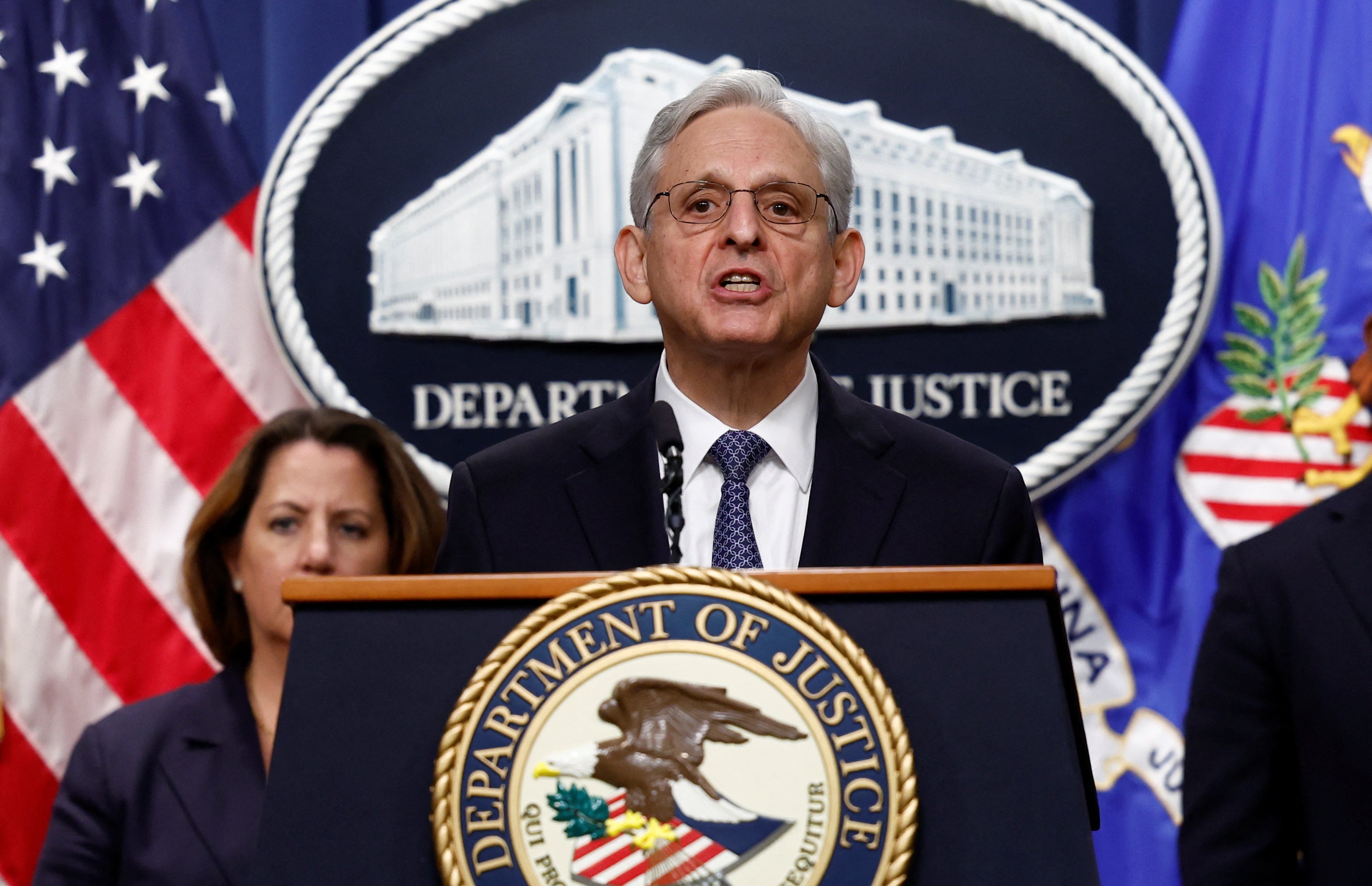 U.S. Attorney General Merrick Garland announces that he is appointing Jack Smith as a special counsel for the investigations of former President Donald Trump, while speaking to the news media in the briefing room of the U.S. Justice Department in Washington, U.S., November 18, 2022