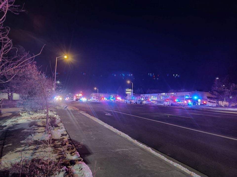 Police vehicles outside Club Q in Colorado Springs