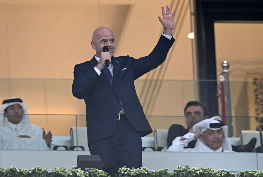 Infantino addressed the crowd before kick-off