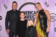 Pink pokes fun at husband Carey Hart after his trousers rip before American Music Awards