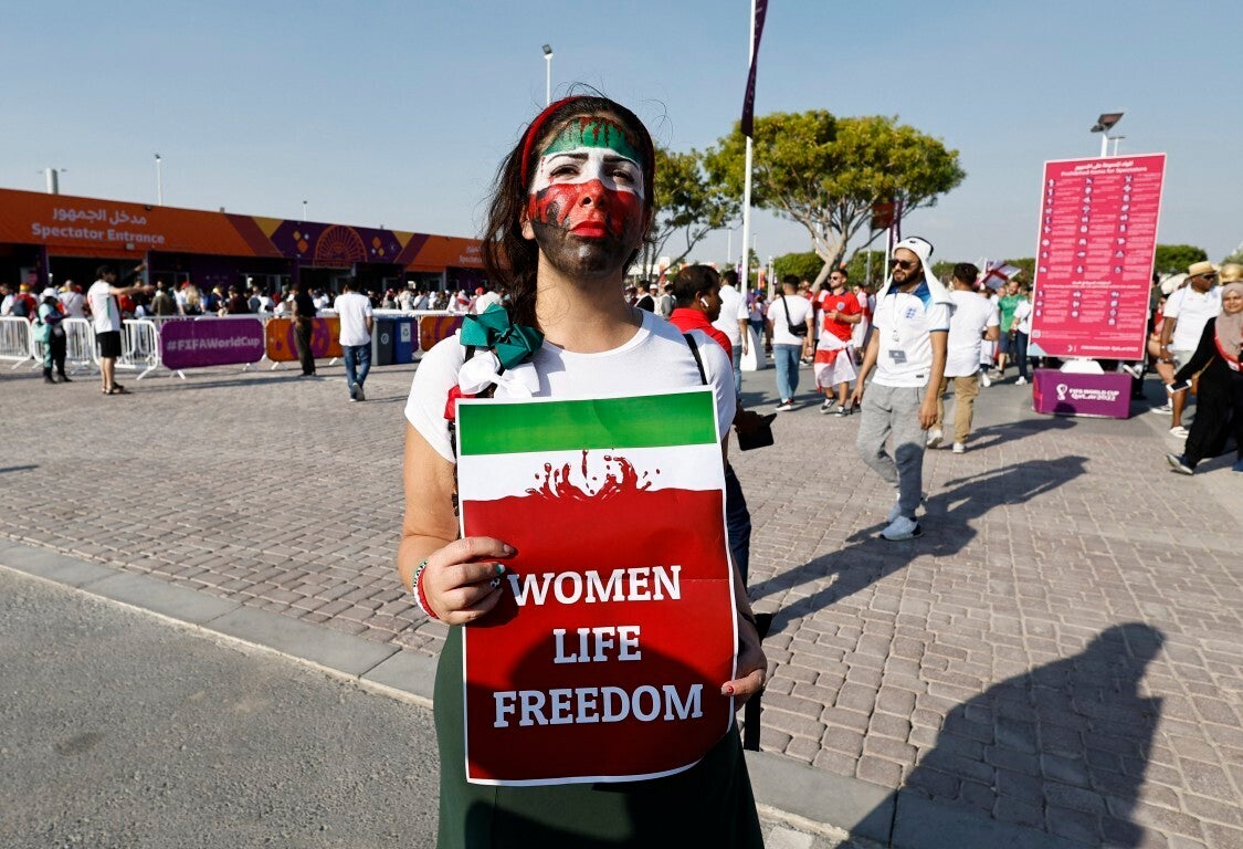 A number of Iran fans protested on Monday