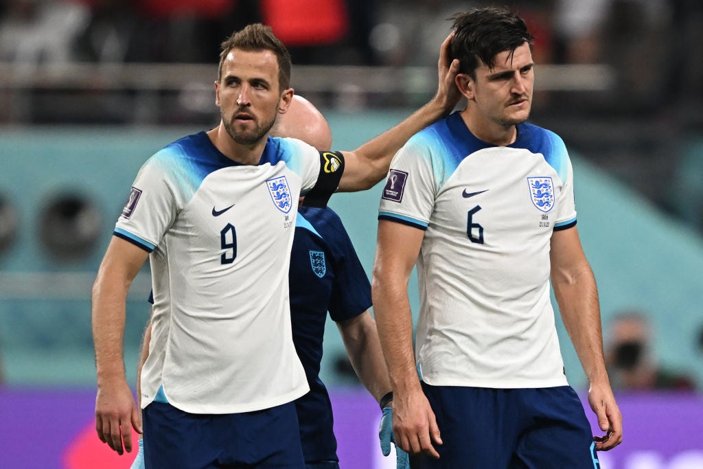 Harry Kane (left) and Harry Maguire during England’s win over Iran