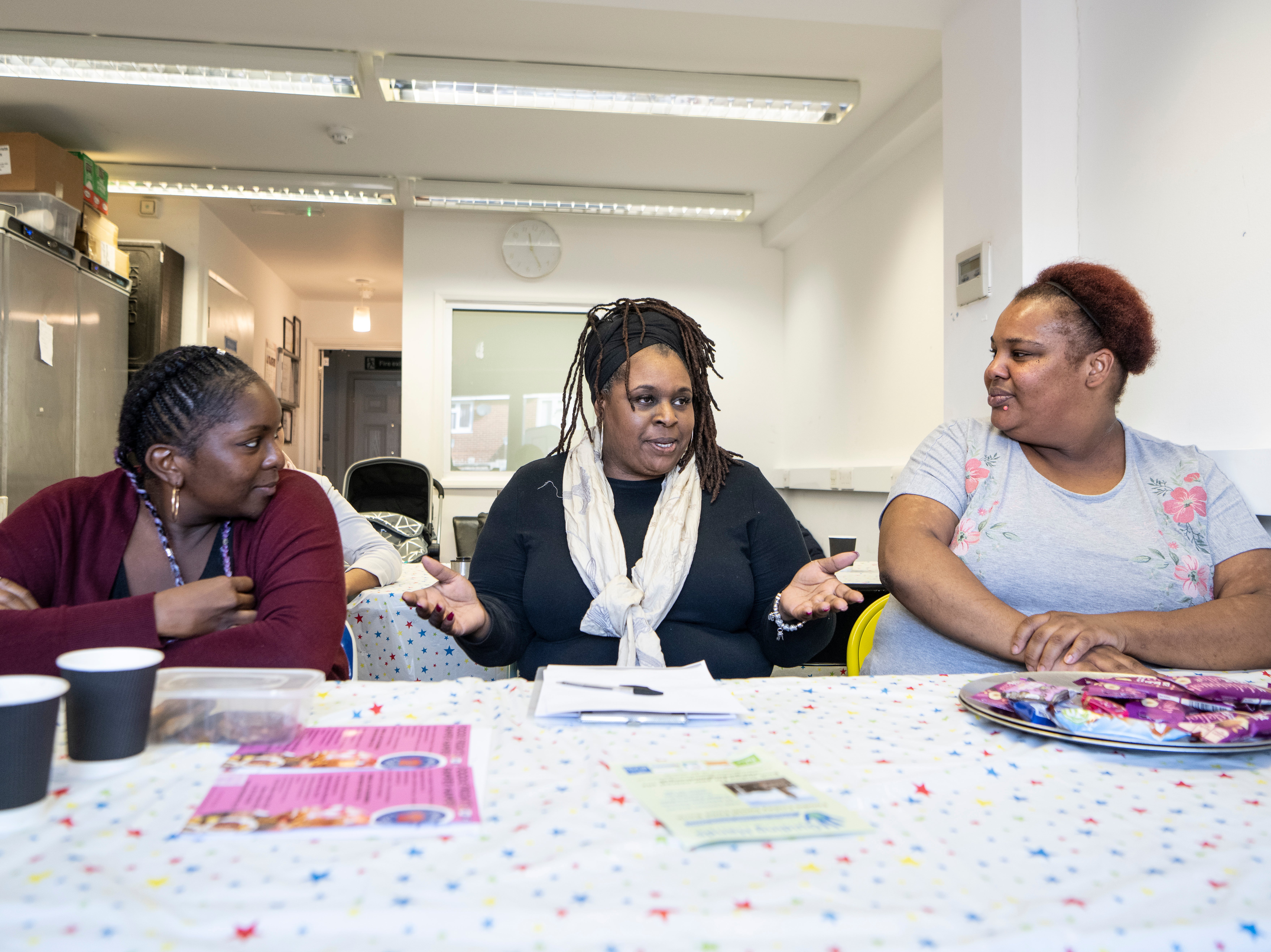 Tracey Davis (centre) leads a Guiding Hands session