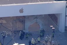 Apple store crash - live: One dead and many injured after car plows into store outside Boston