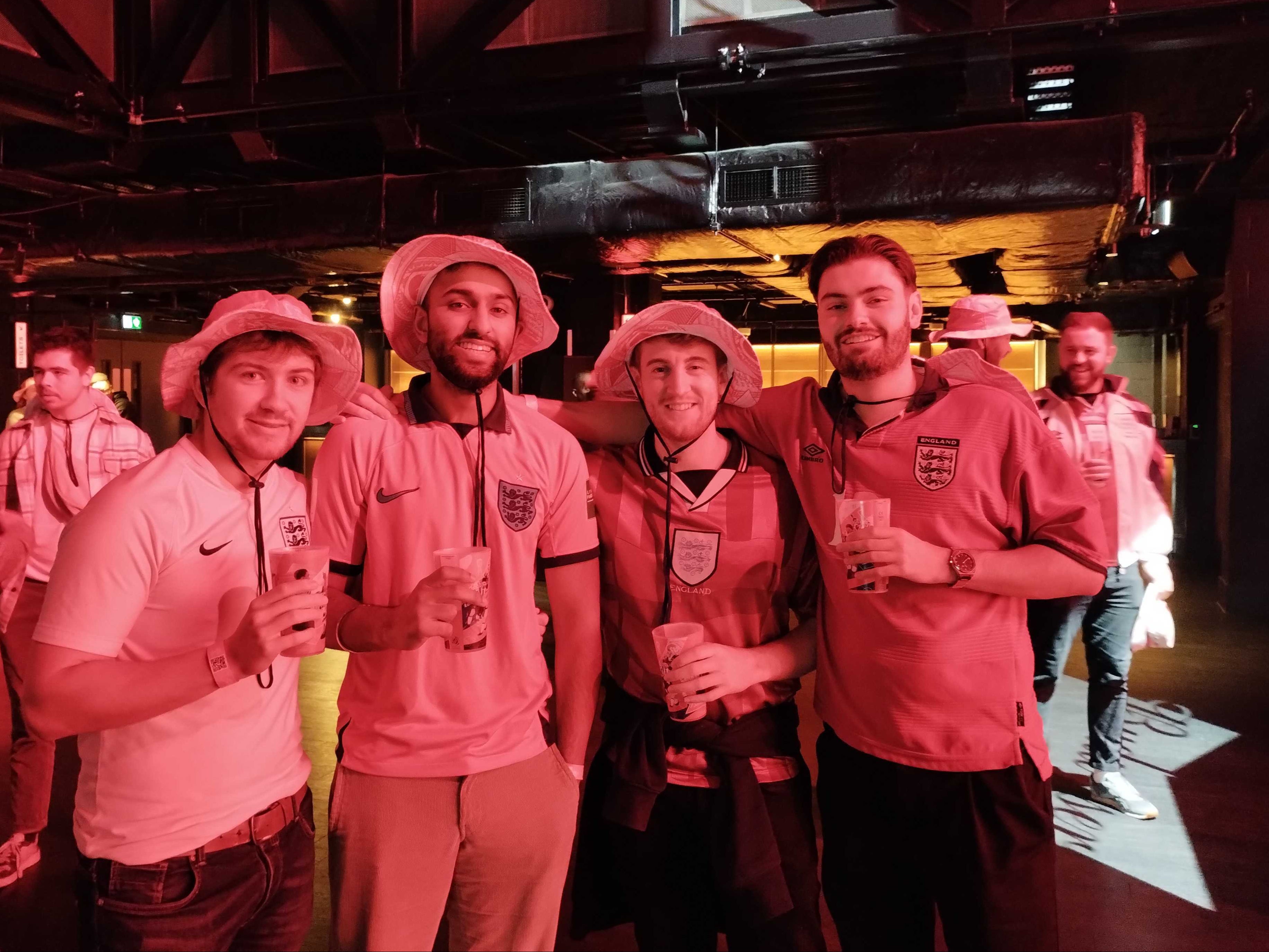 Hugh Lilburn, Monty Singh, Liam Colesby and Tom Davies all watched the first match together in central London