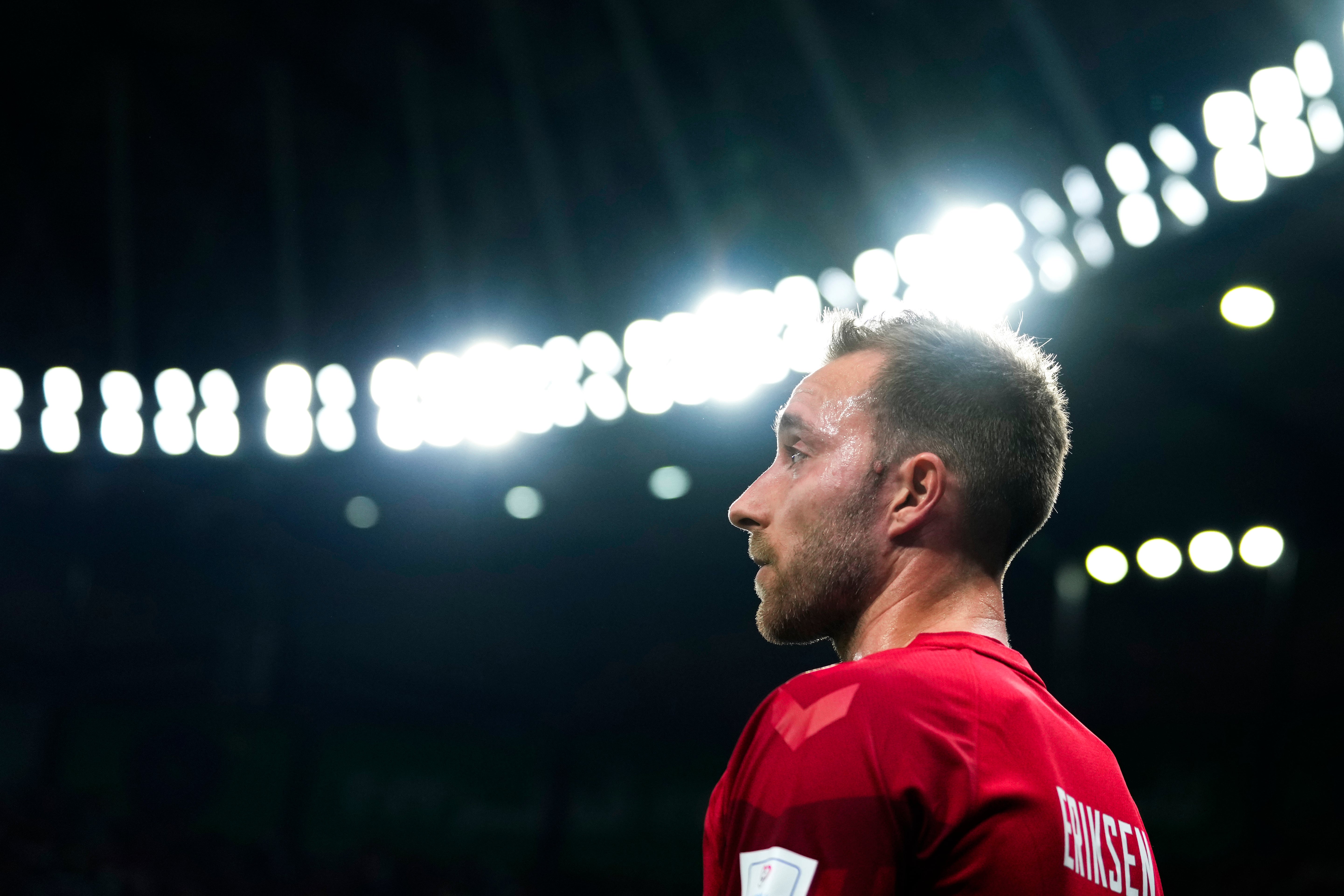 Christian Eriksen during Denmark’s goalless draw with Tunisia in Al Rayyan