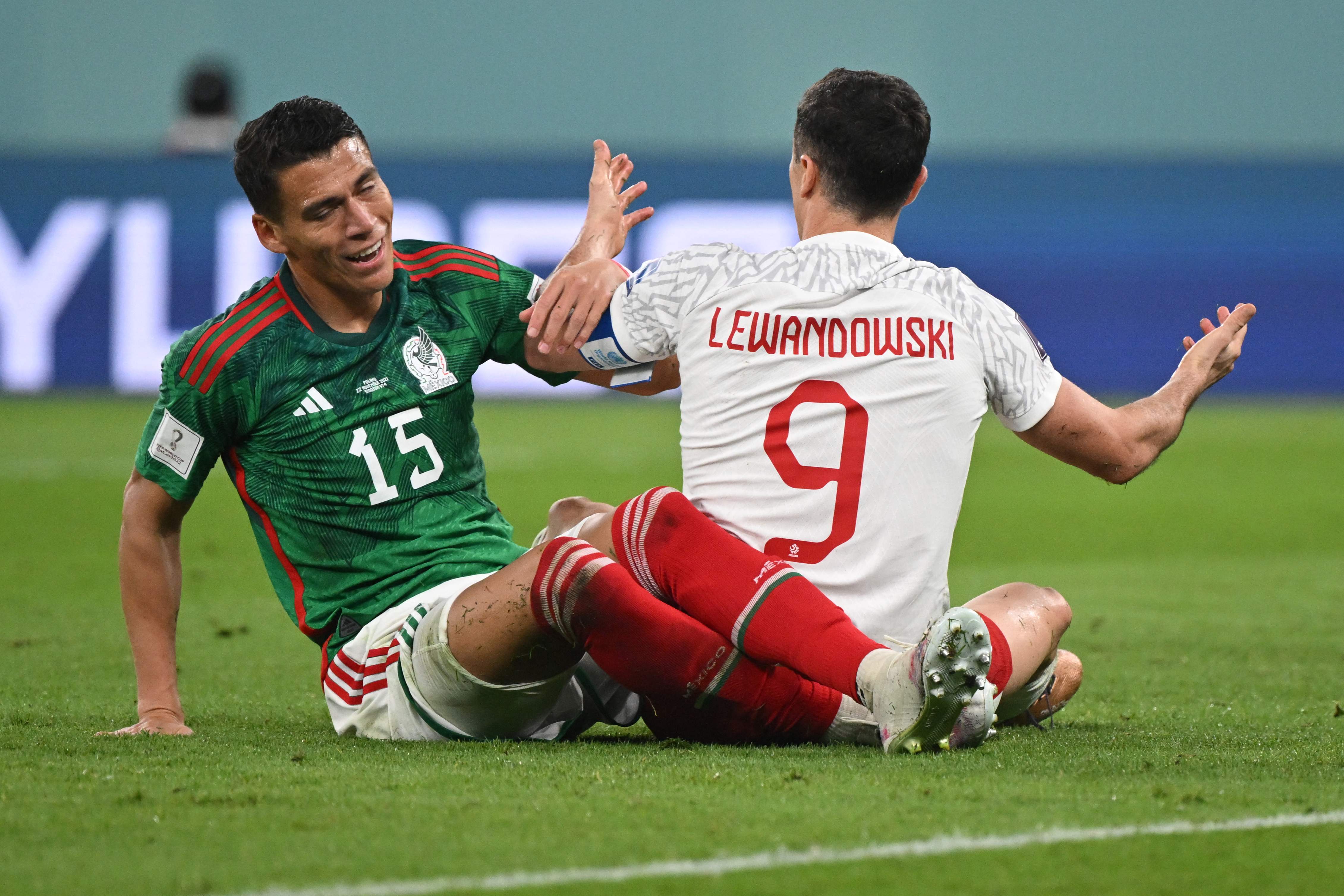 Hector Moreno gave away a penalty with a challenge on Robert Lewandowski