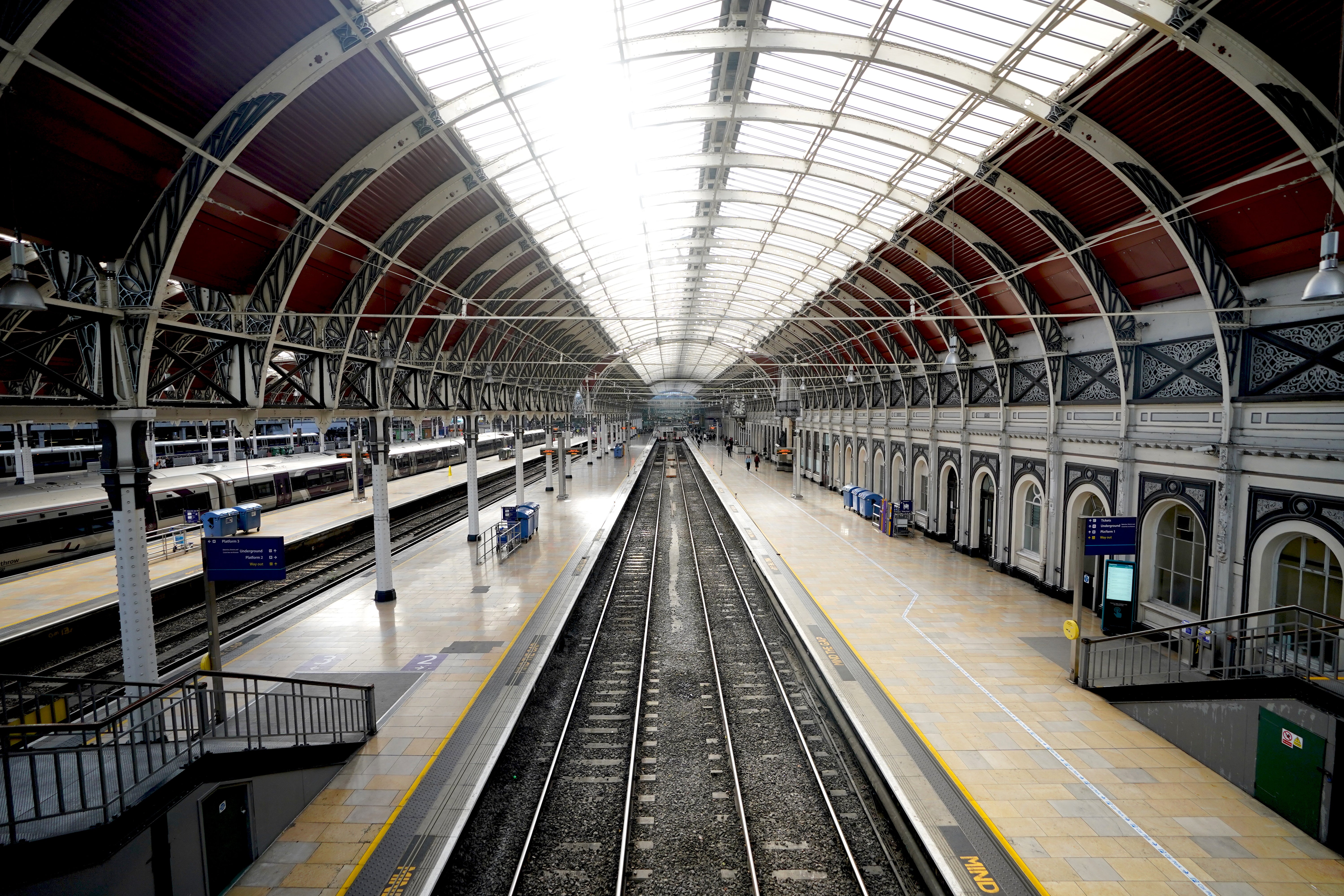 Empty platforms at Paddington station during a 24-hour strike last month