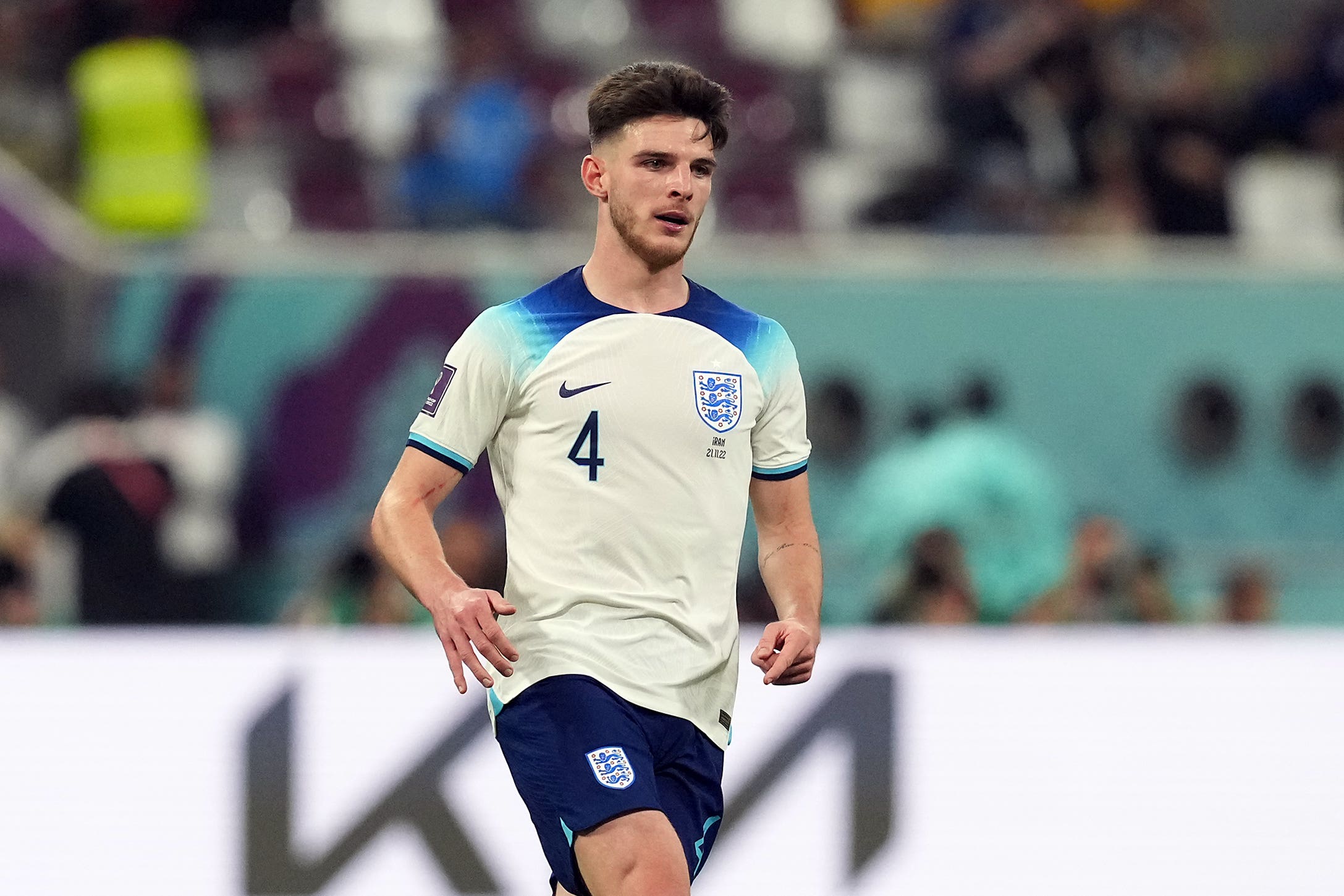 Declan Rice during the FIFA World Cup Group B match at the Khalifa International Stadium in Doha, Qatar (Martin Rickett/PA)