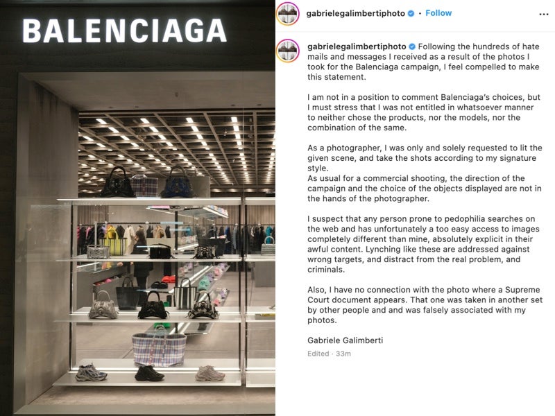 National Geographic photographer Gabriele Galimberti issued this statement in response to the Balenciaga Adidas campaign backlash