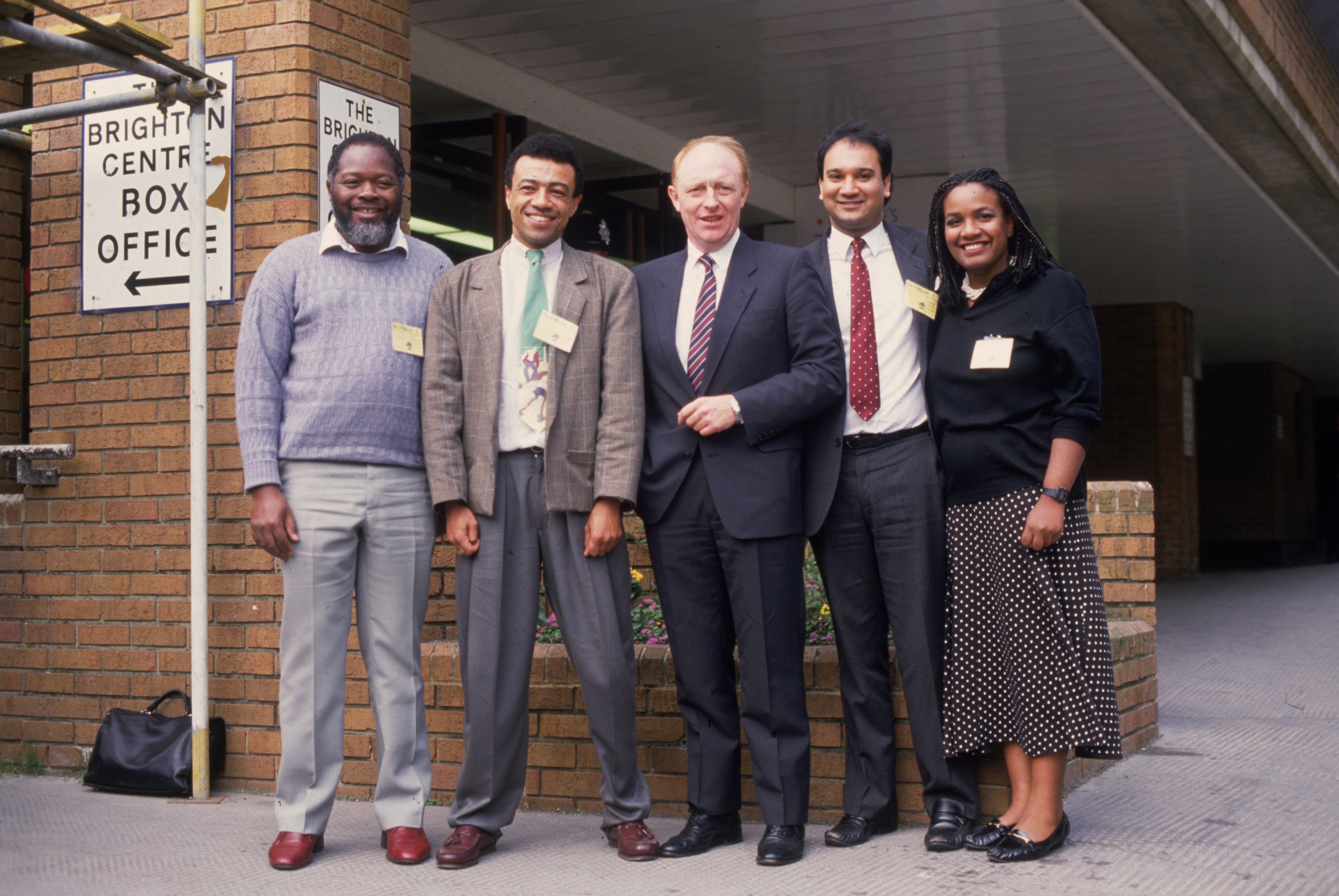 Then-Labour leader Neil Kinnock with the first four Black and Asian Labour MPs to be elected, (from left) Bernie Grant, Paul Boateng, Keith Vaz and Diane Abbott, in November 1987