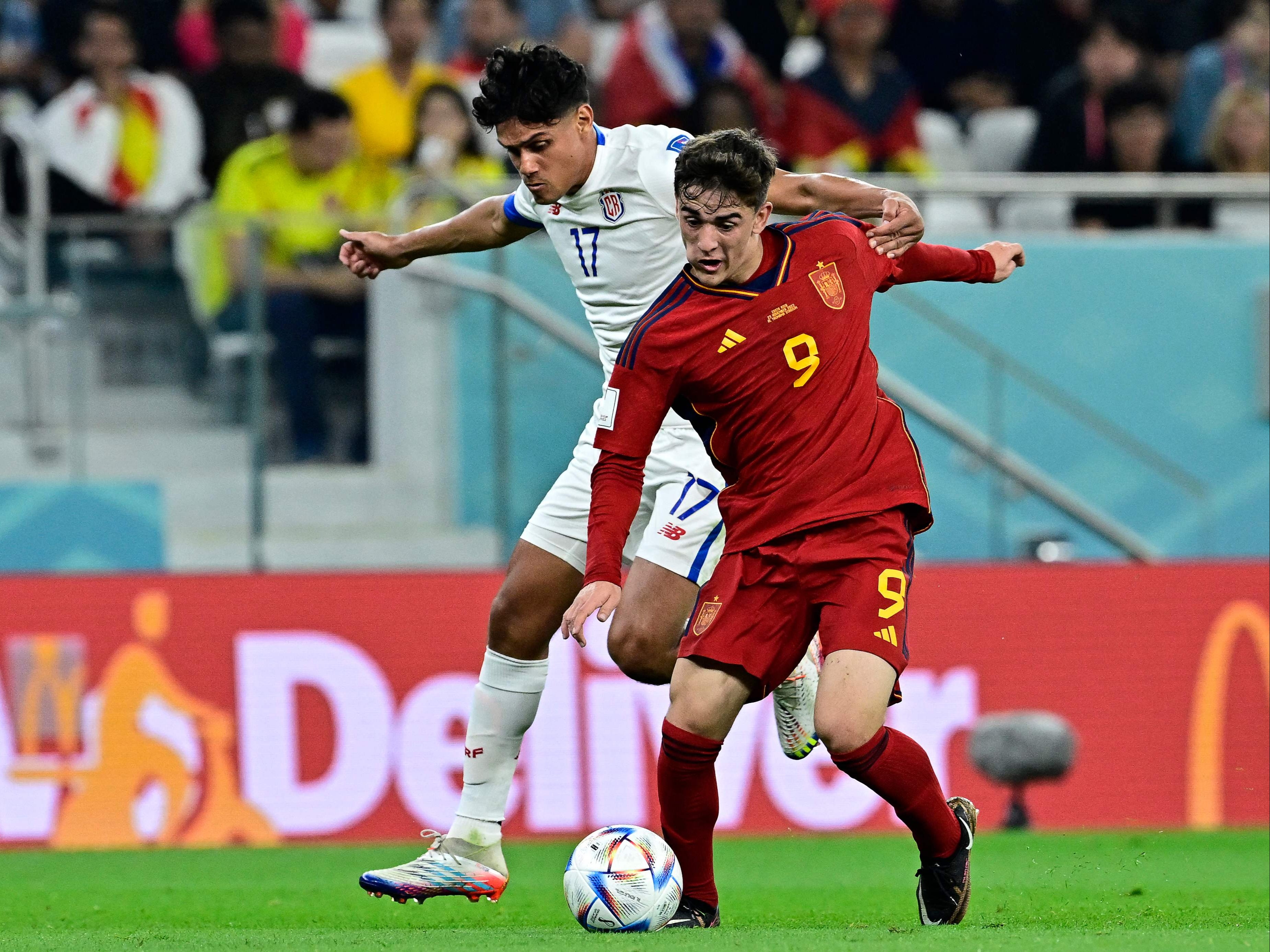 Gavi (right), 18, scored a clever volley with the outside of his boot