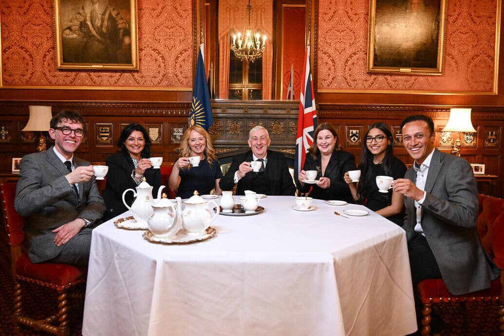 Sir Lindsay Hoyle meets cast and crew from Coronation Street and Emmerdale (Jessica Taylor/UK Parliament/PA)