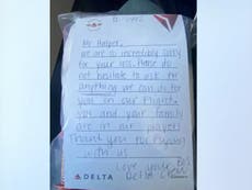 ‘I’ll never forget the kindness’: Grieving passenger praises Delta flight attendant for touching gesture