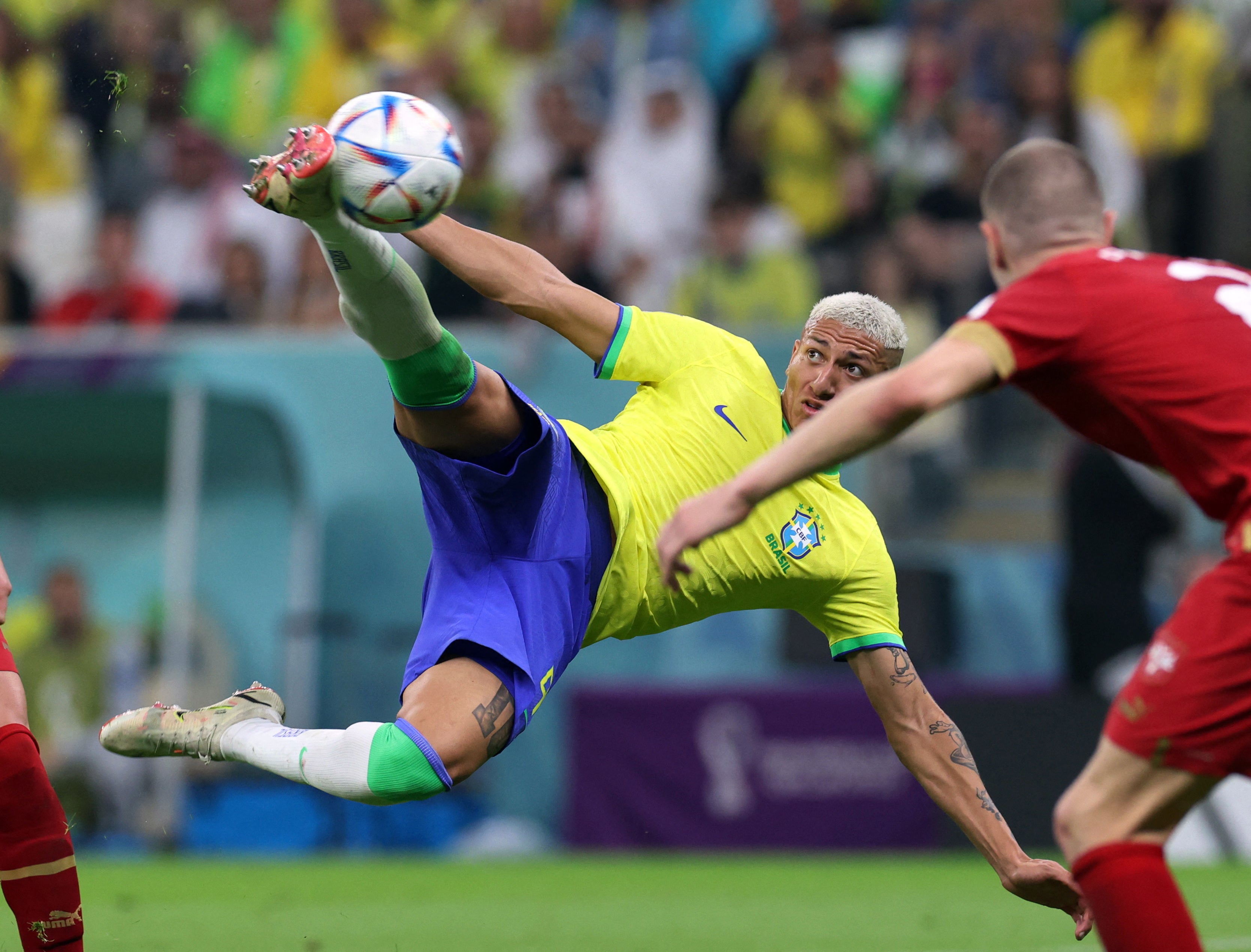 Richarlison scored a terrific scissor-kick to give Brazil breathing space