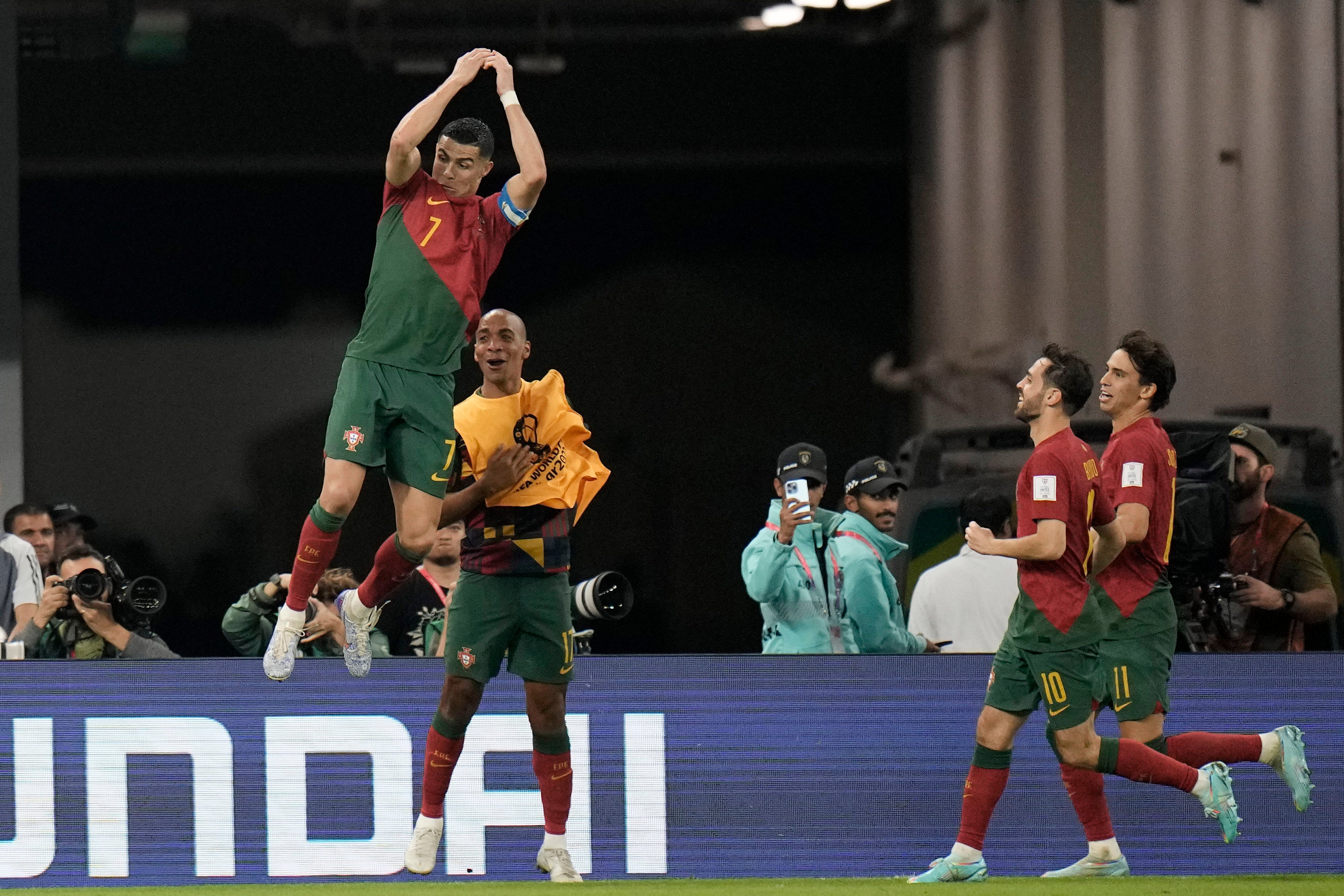 Ronaldo celebrates his penalty against Ghana