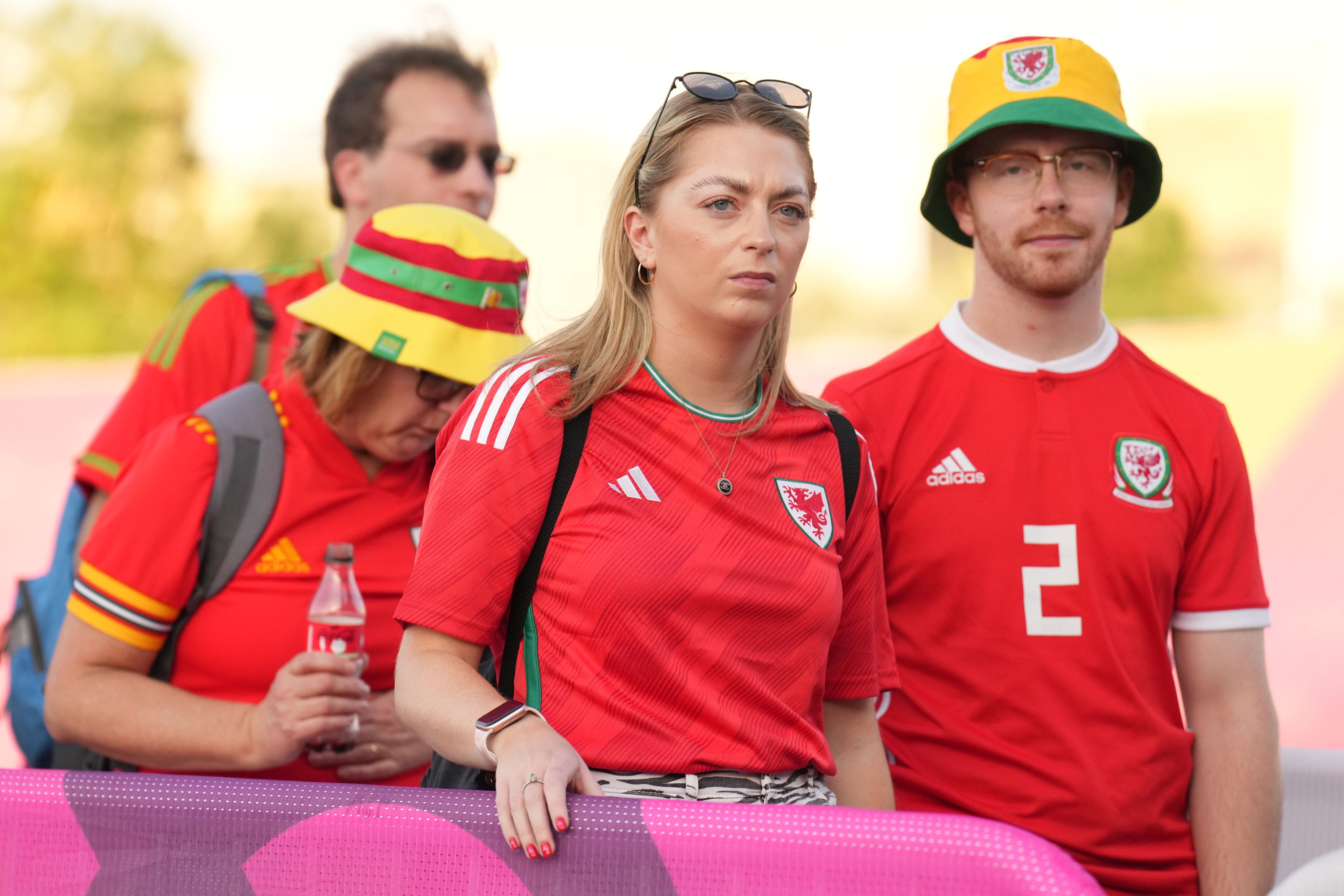 Wales fans leave the Khalifa International Stadium, Doha, Qatar, following their 2-0 defeat to Iran during the FIFA World Cup (Jonathan Brady)