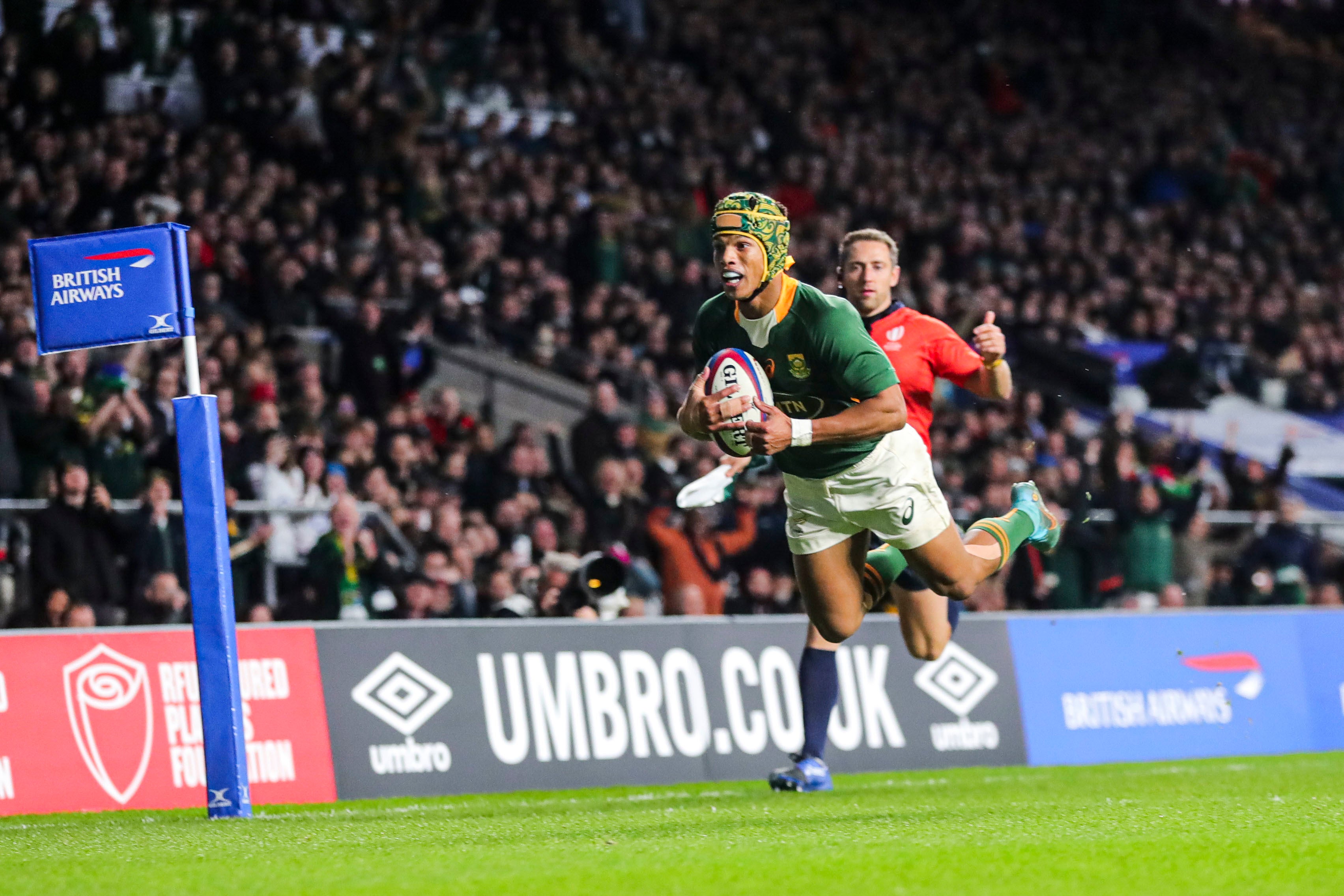 Kurt-Lee Arendse produced a brilliant finish for the Springboks’ first-half try