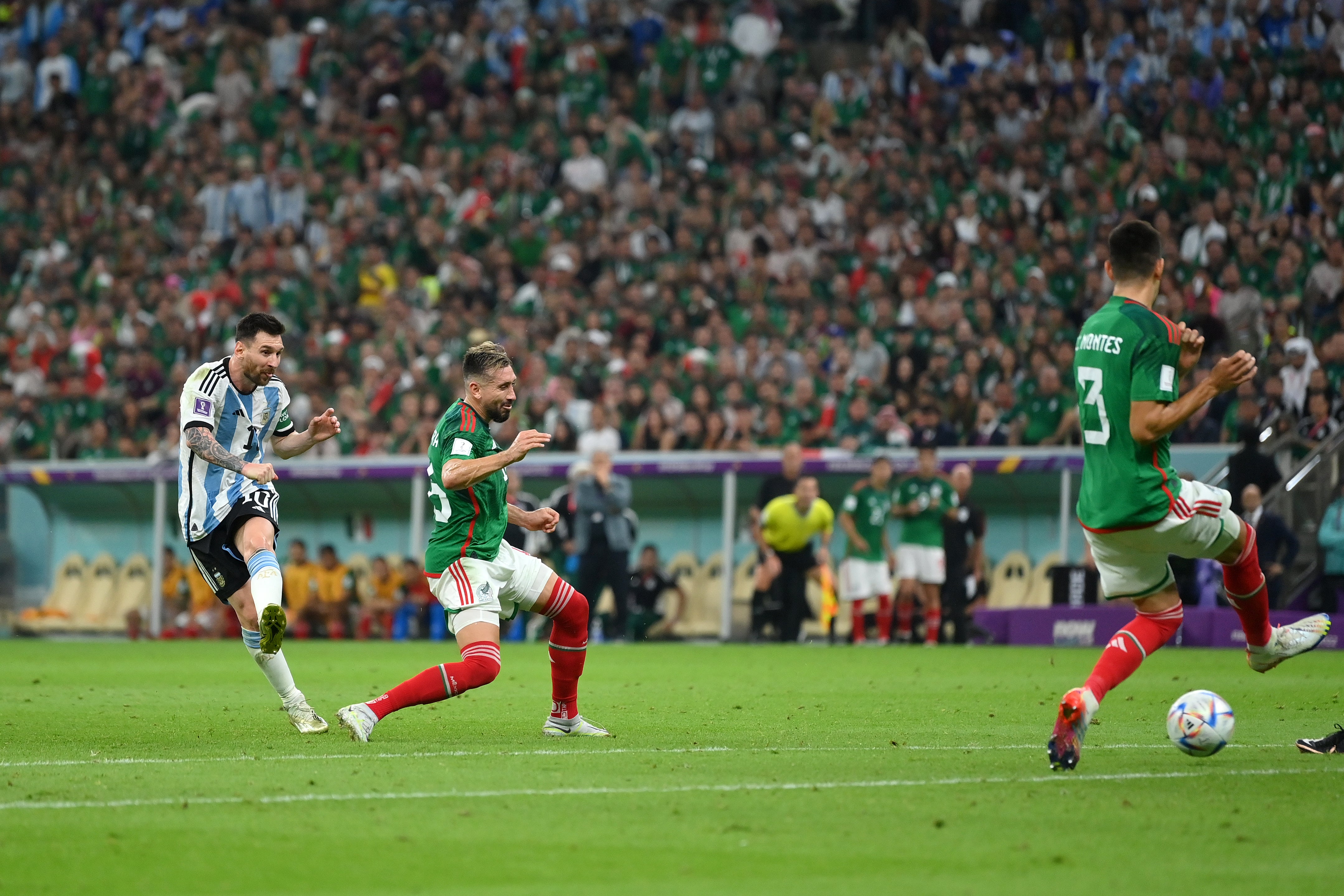 Lionel Messi fires home Argentina’s first goal