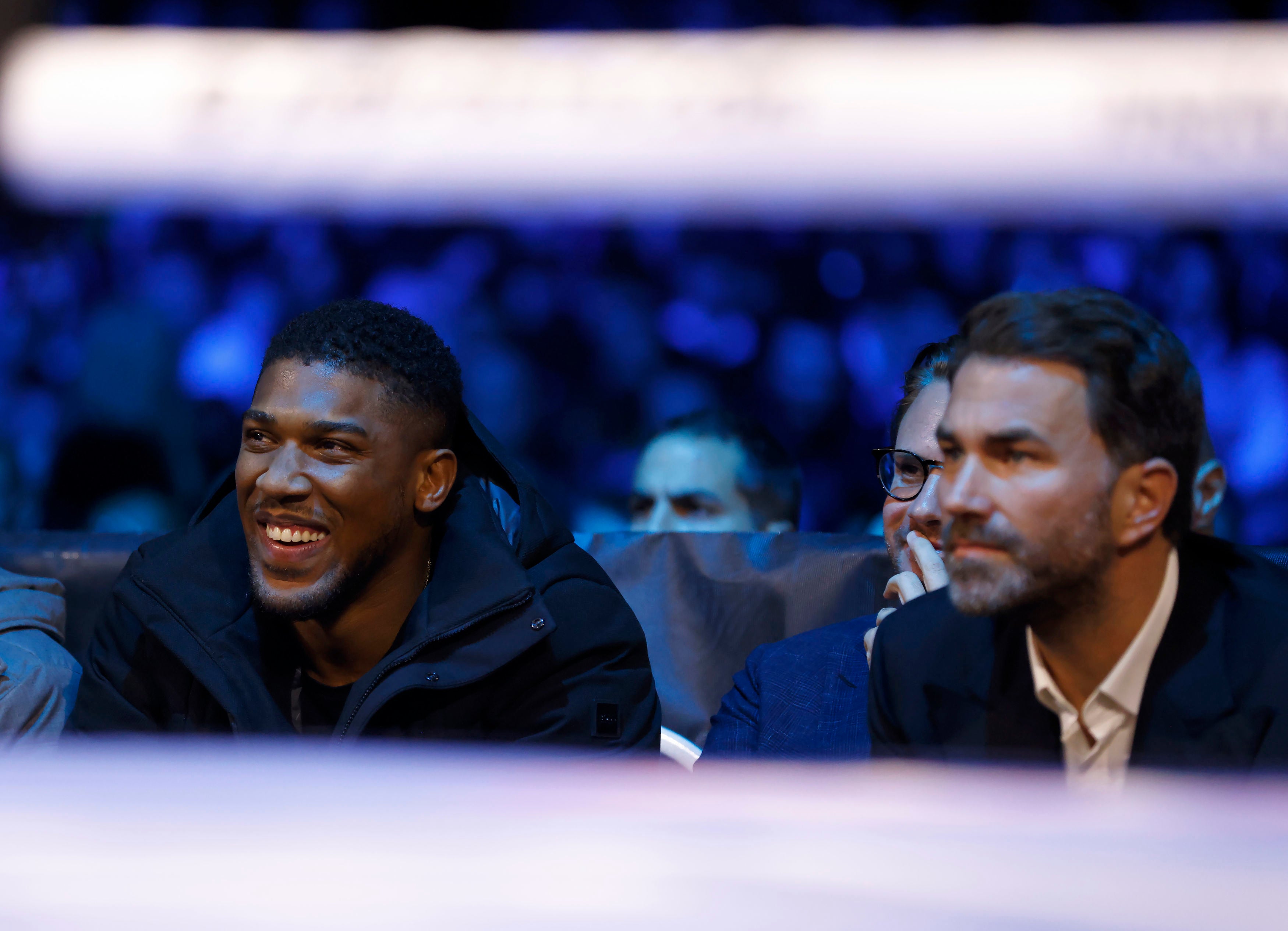 Eddie Hearn (right) promotes Anthony Joshua (left) and Dillian Whyte