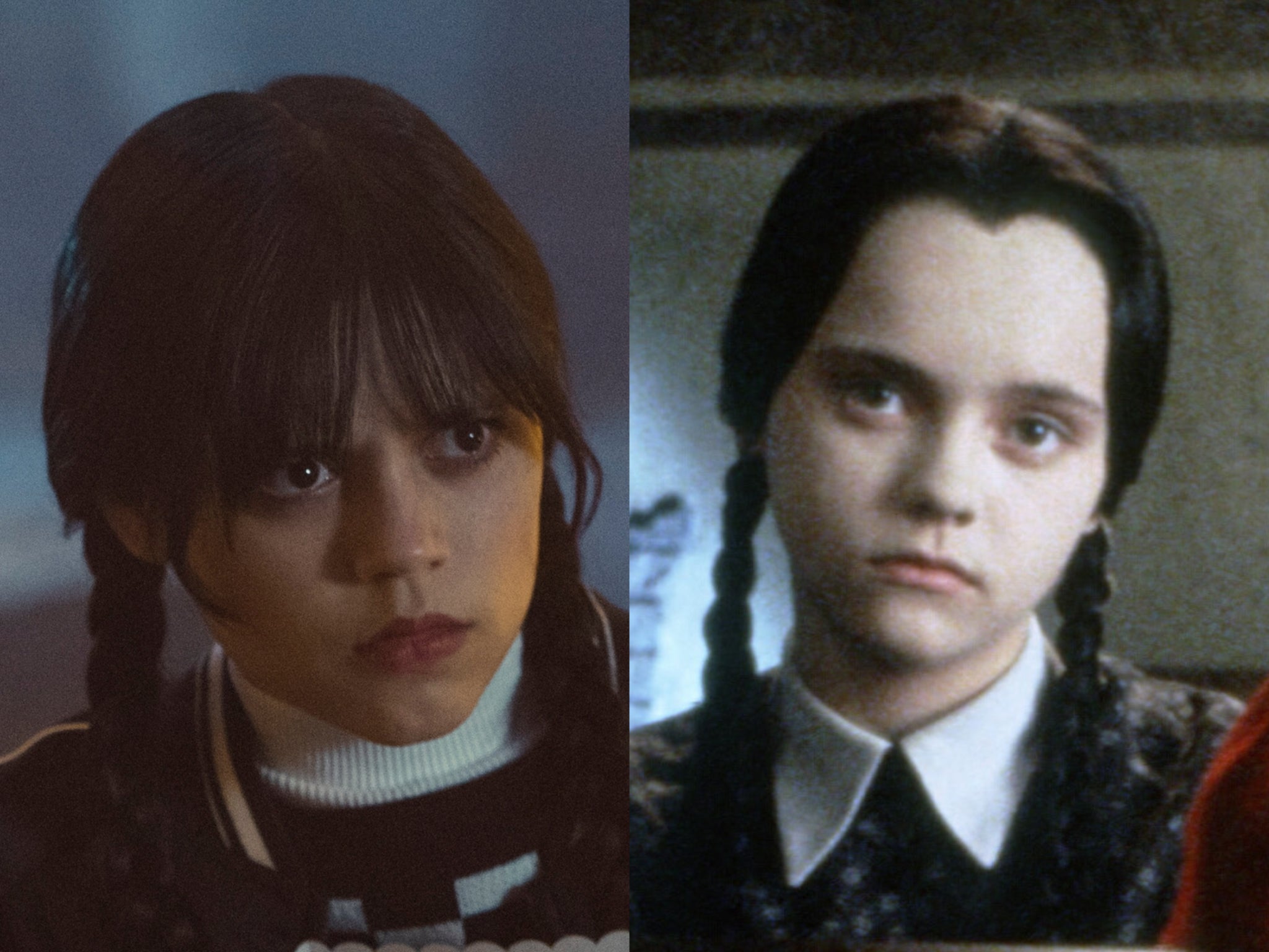 Jenna Ortega and Christina Ricci as Wednesday Addams