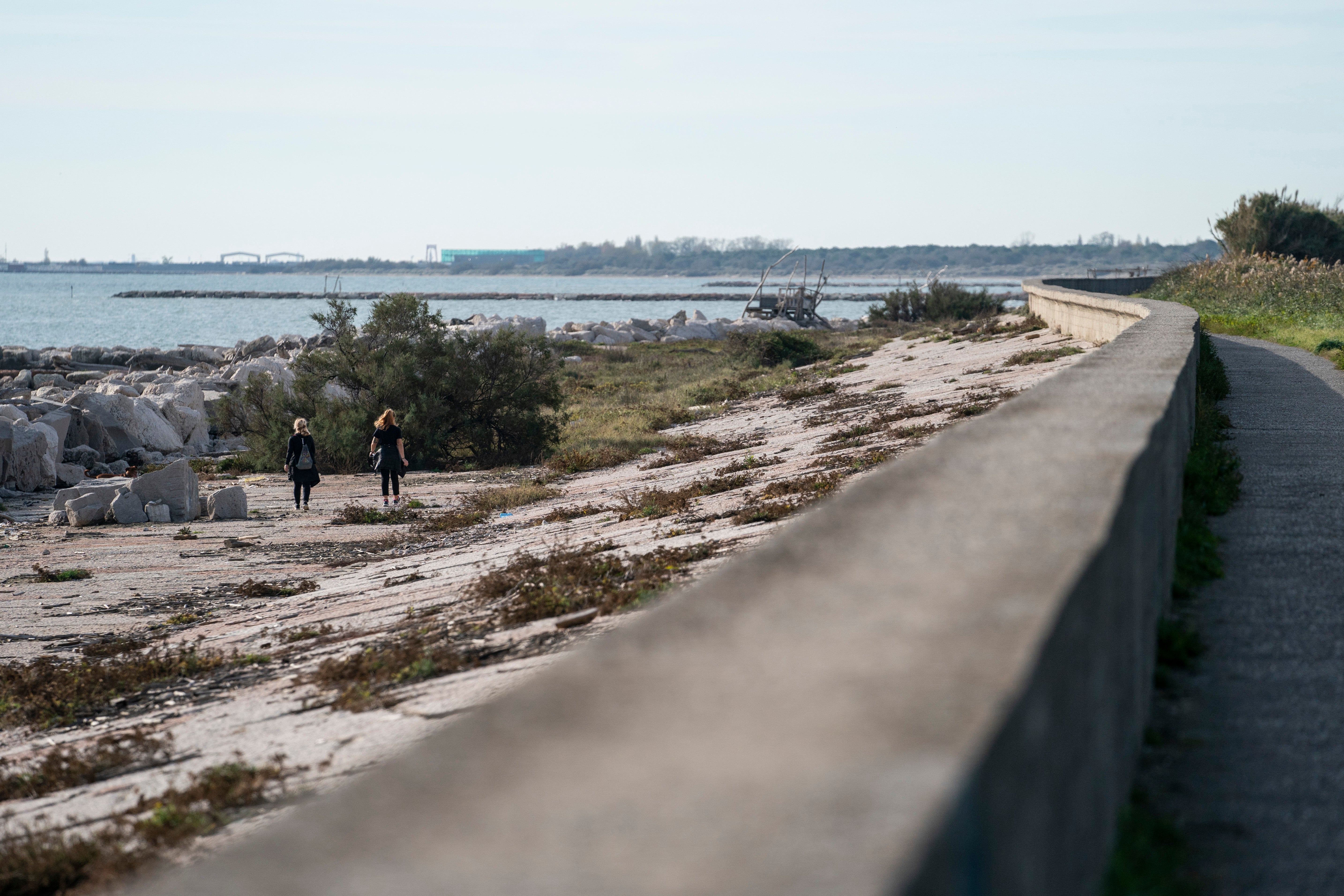 A wall was fortified on the barrier island of Lido to help with high-water events