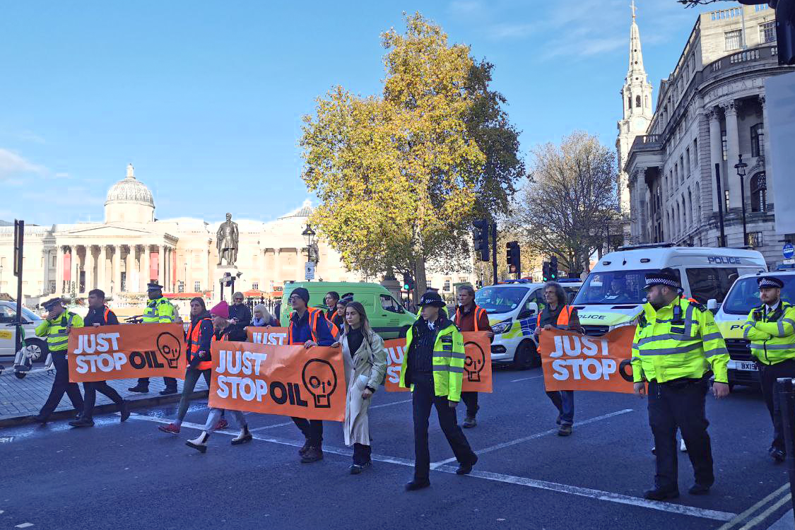 Just Stop Oil protesters disrupted traffic again in London on Monday. (Just Stop Oil/PA)