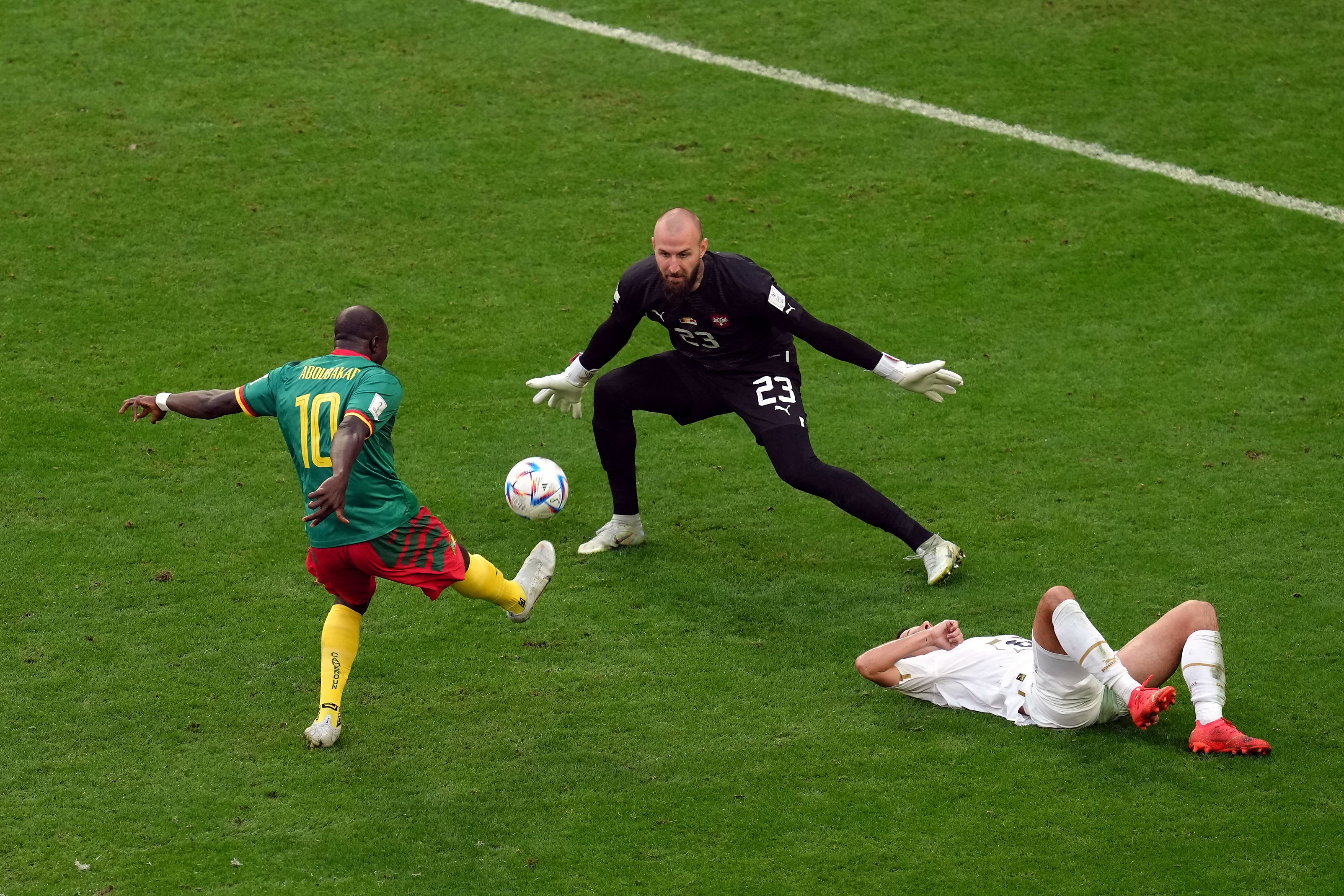 Vincent Aboubakar scored a terrific lob goal in Cameroon’s thrilling draw against Serbia