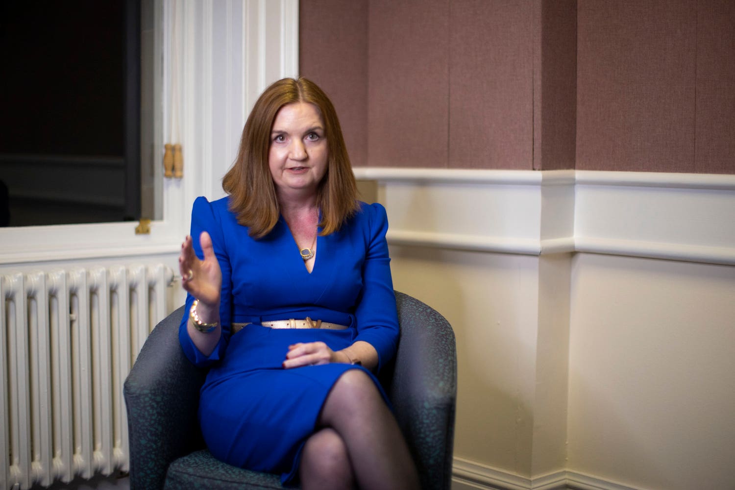 Jayne Brady, head of the Northern Ireland Civil Service, giving reaction to the budget by Chris Heaton-Harris Secretary of State for Northern Ireland, at Stormont Castle (Liam McBurney/PA)