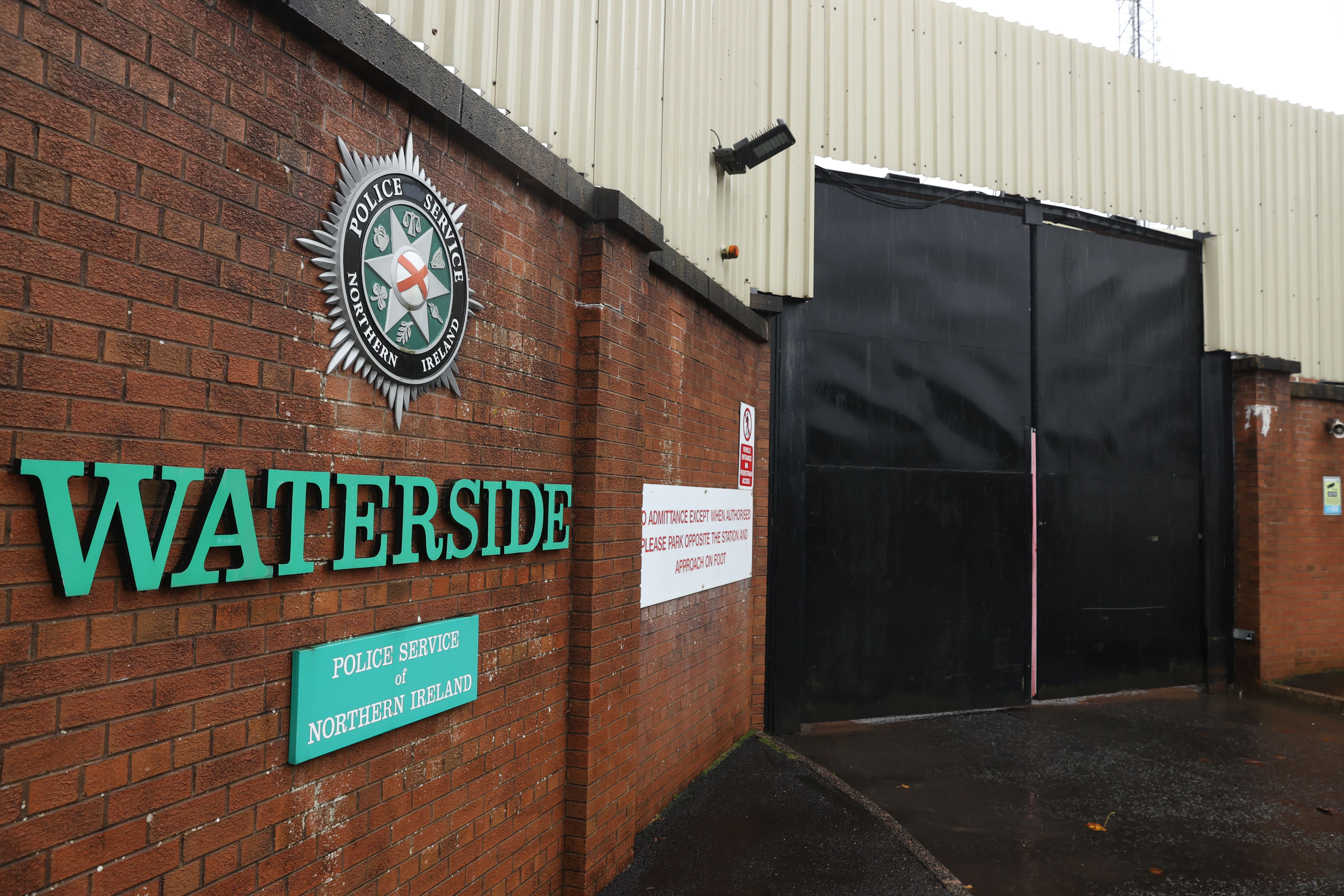 Waterside police station in Londonderry, Northern Ireland where a car containing a suspect device was parked outside the gates (Liam McBurney/PA)