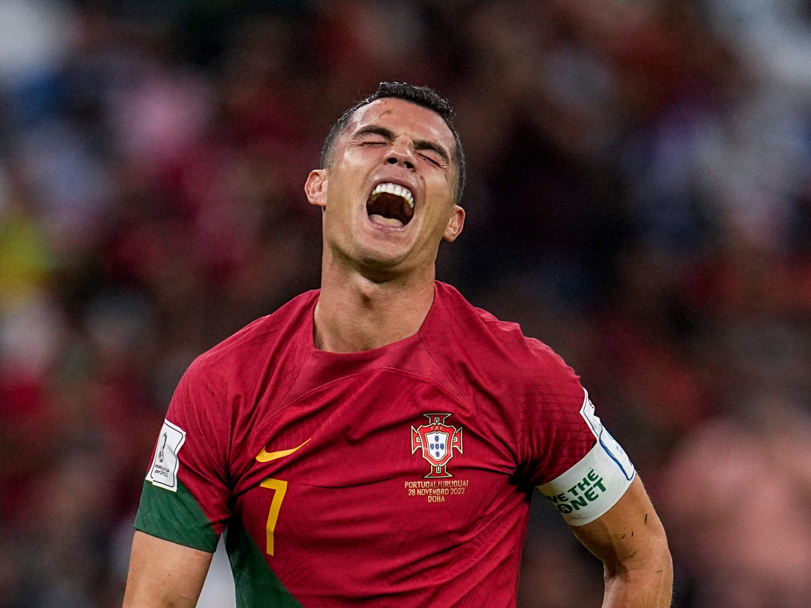 Cristiano Ronaldo shows his frustration during Portugal’s clash with Uruguay