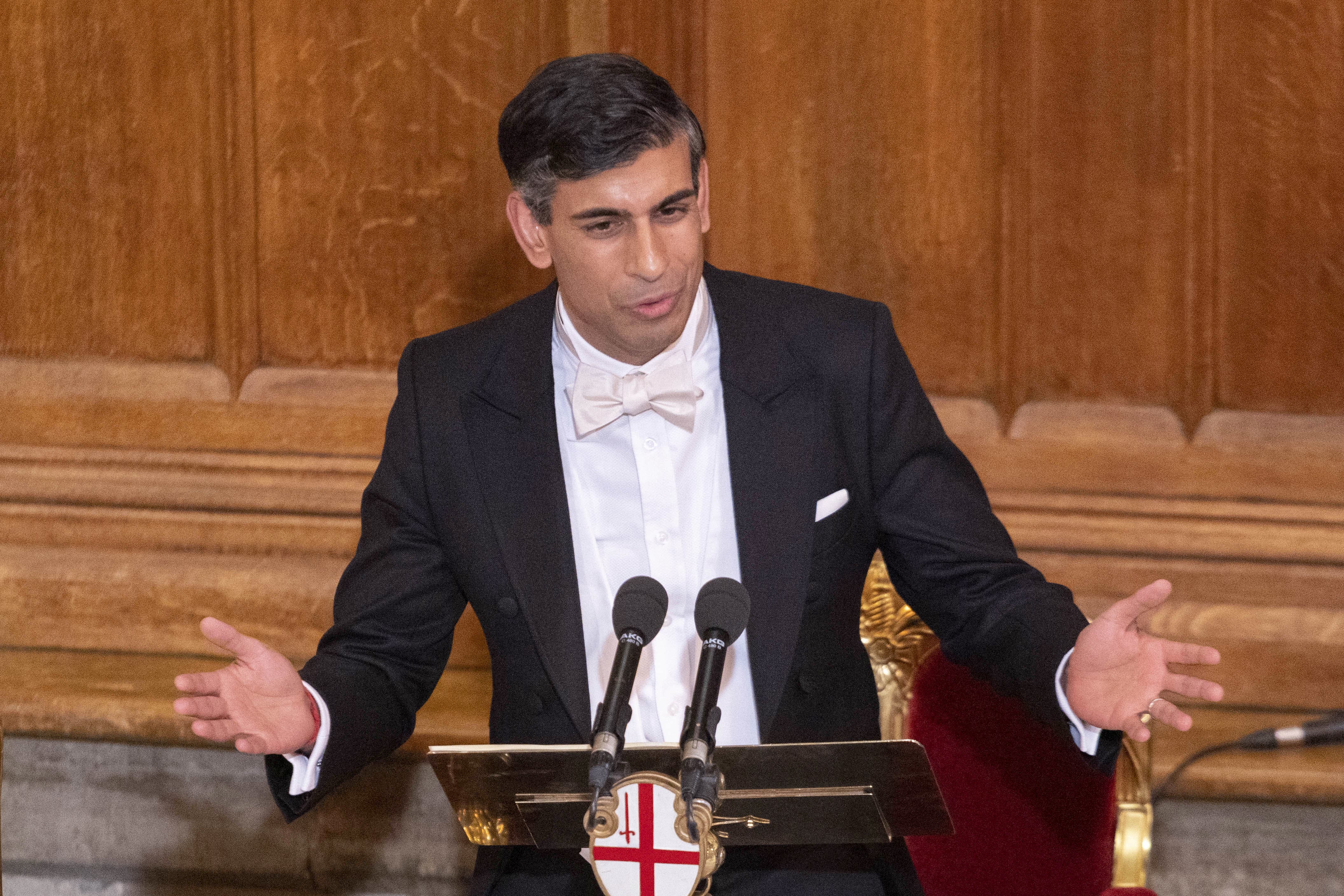 Prime Minister Rishi Sunak spoke at the annual Lord Mayor’s Banquet (Belinda Jiao/PA)