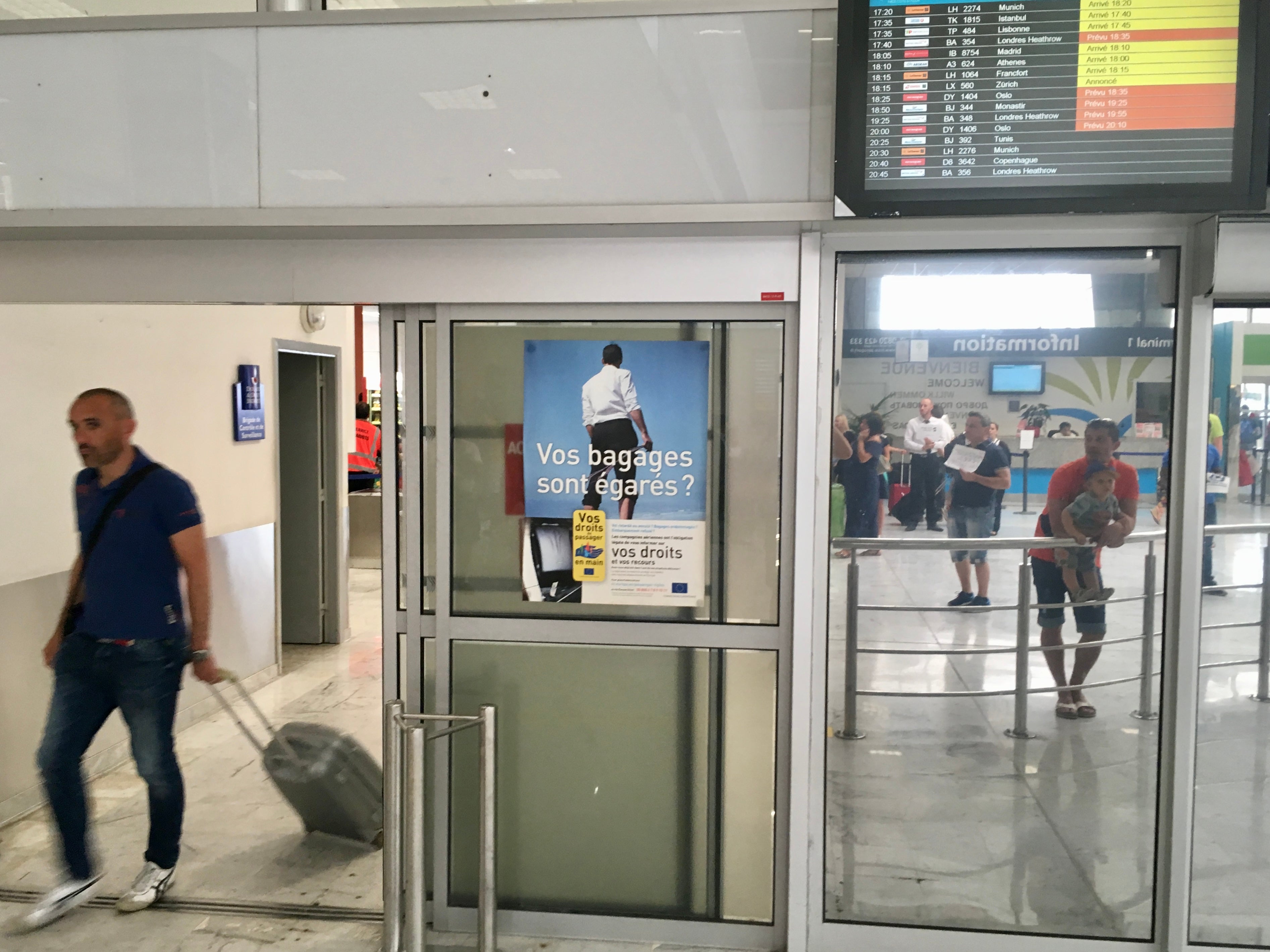 Keep walking: A passenger just arrived at Nice-Côte d’Azur airport in southern France, an hour’s walk from the city centre