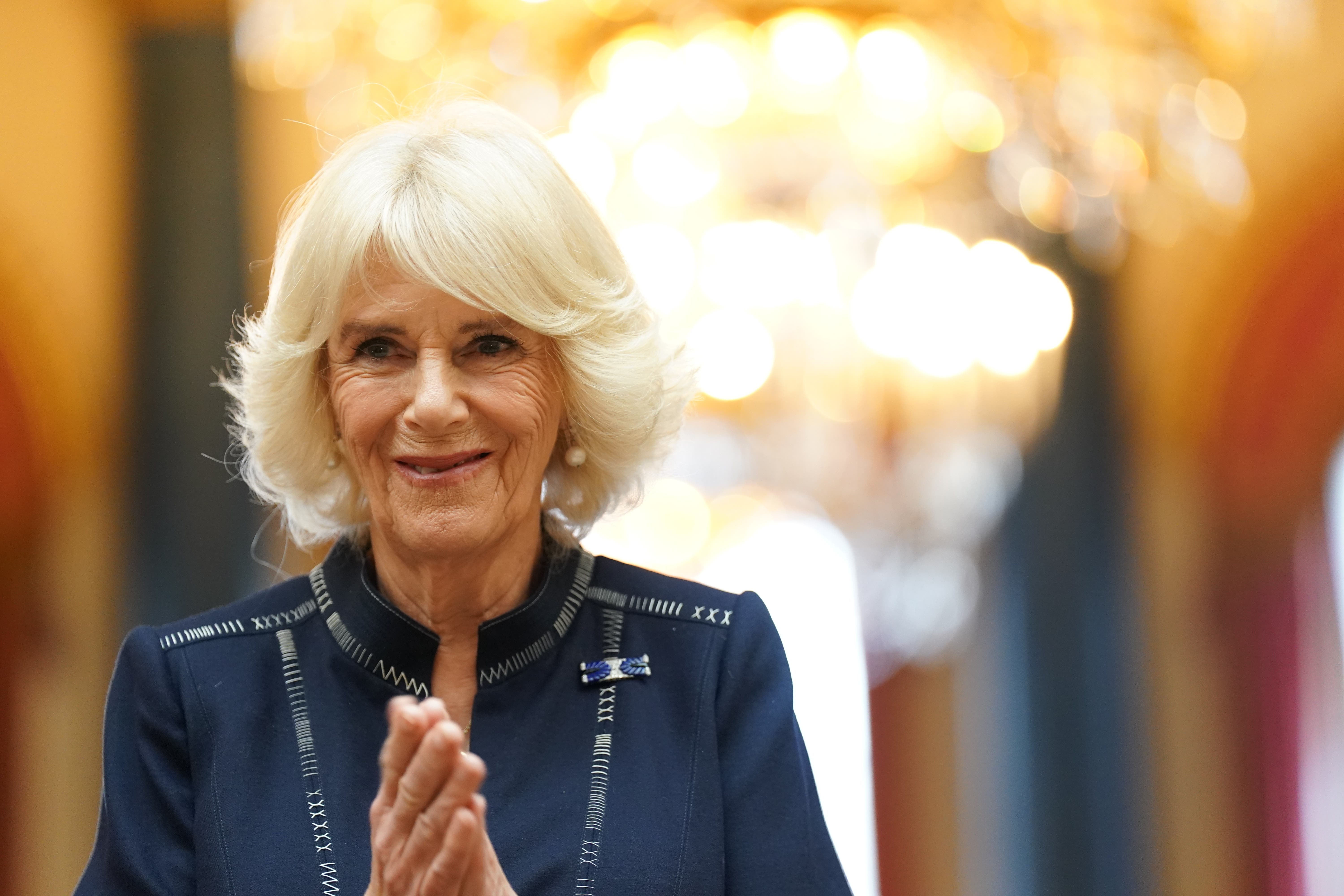 The Queen Consort during a reception for winners of the Queen’s Commonwealth Essay Competition, at Buckingham Palace in London. Picture date: Thursday November 17, 2022.