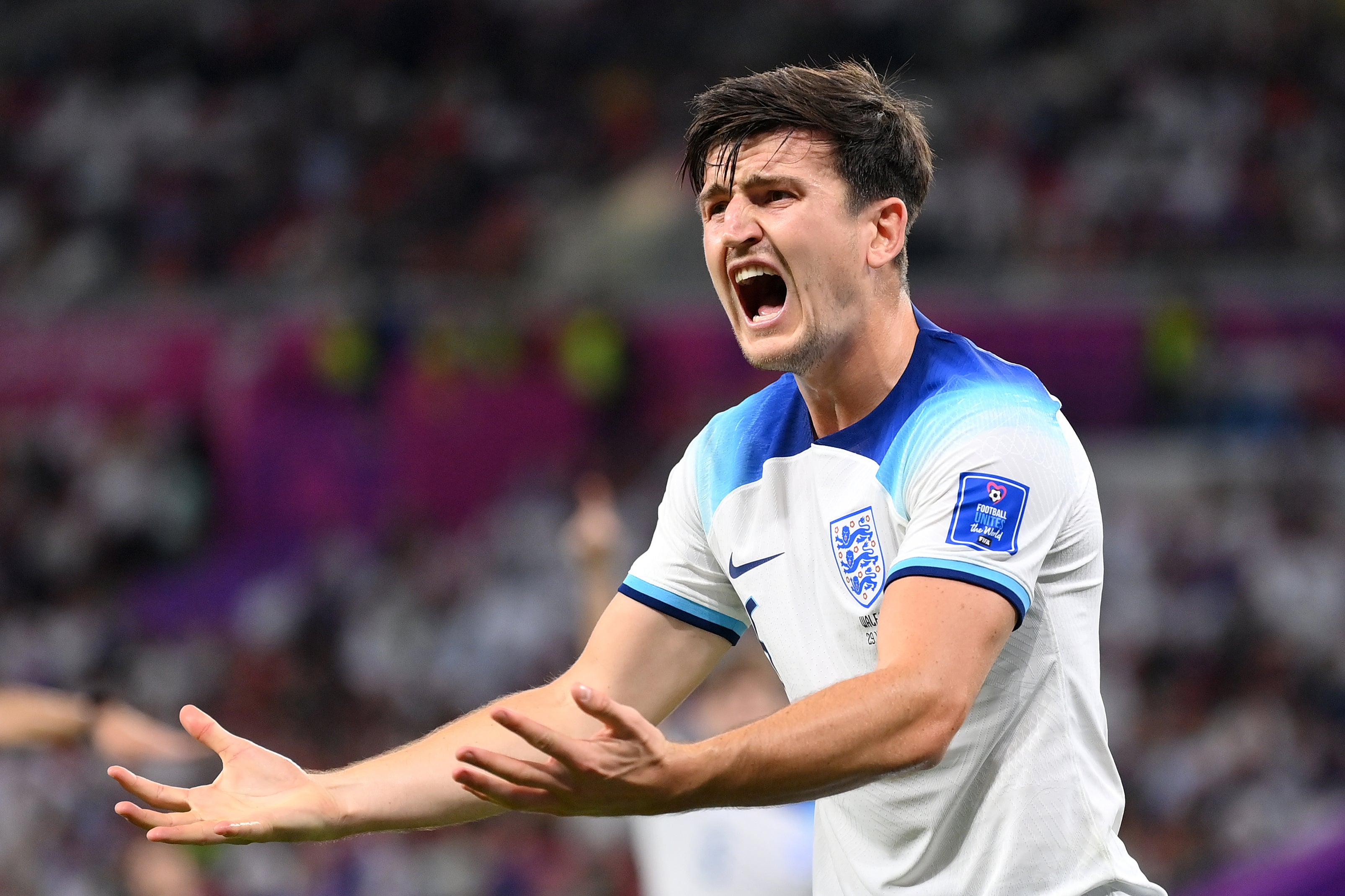 Harry Maguire reacts