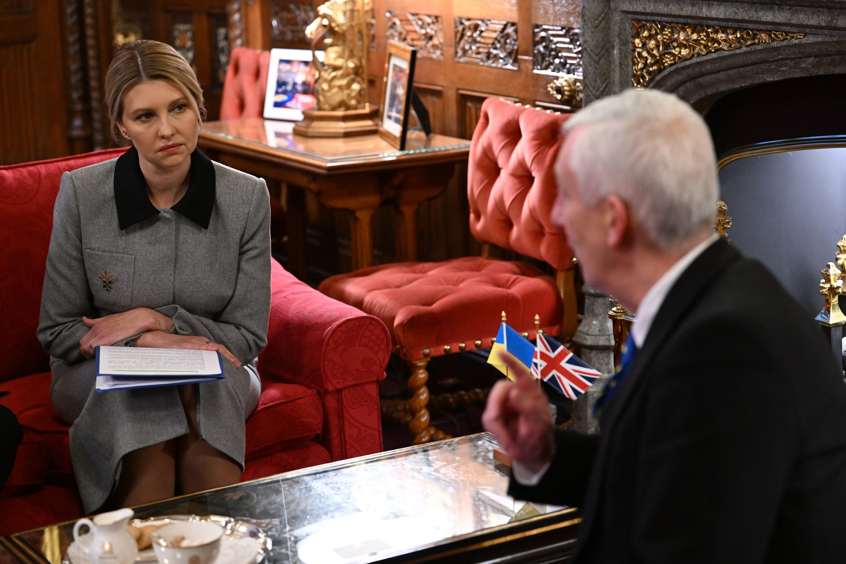 Ukraine’s first lady Olena Zelenska with Commons speaker Lindsay Hoyle