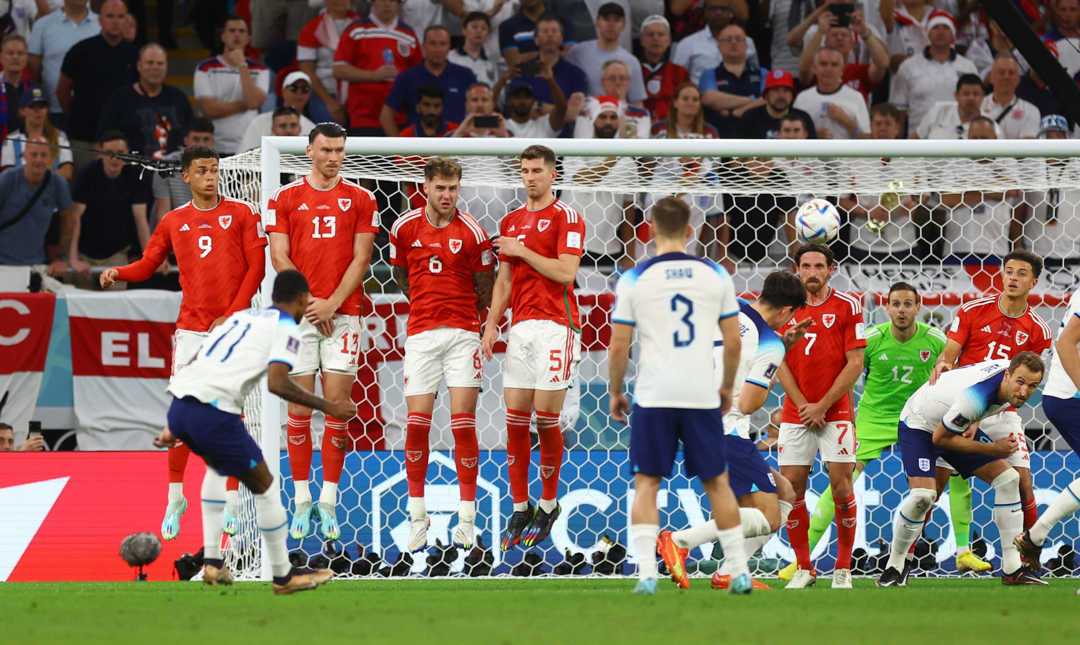 Rashford scores England’s first goal from a free kick