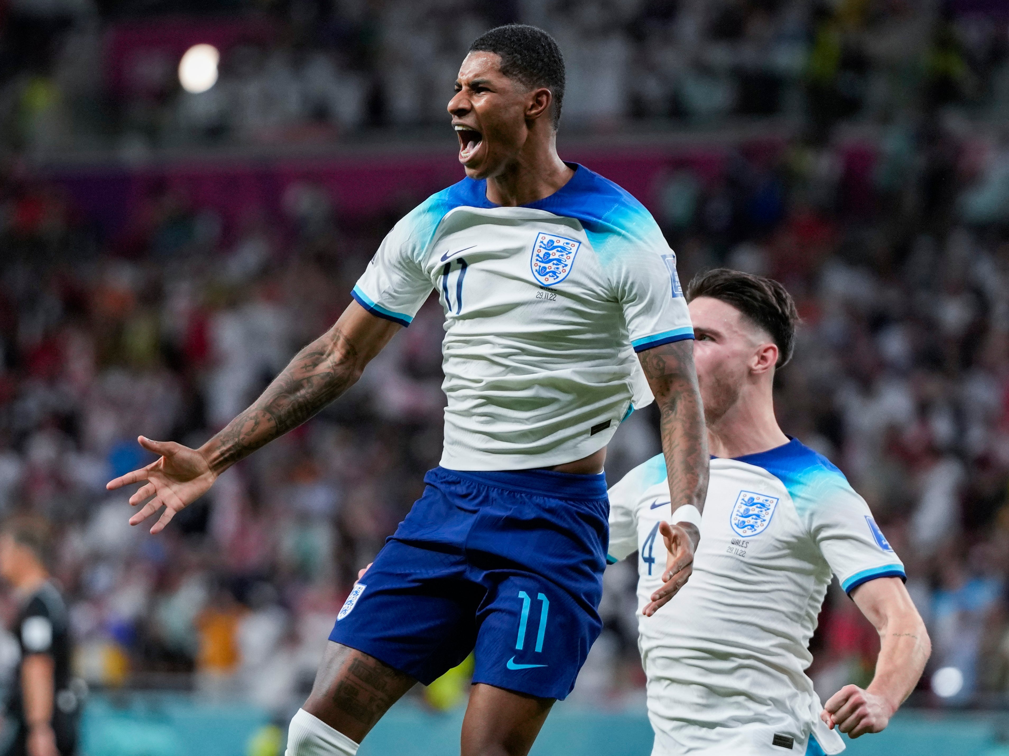 Rashford celebrates after scoring the opening goal