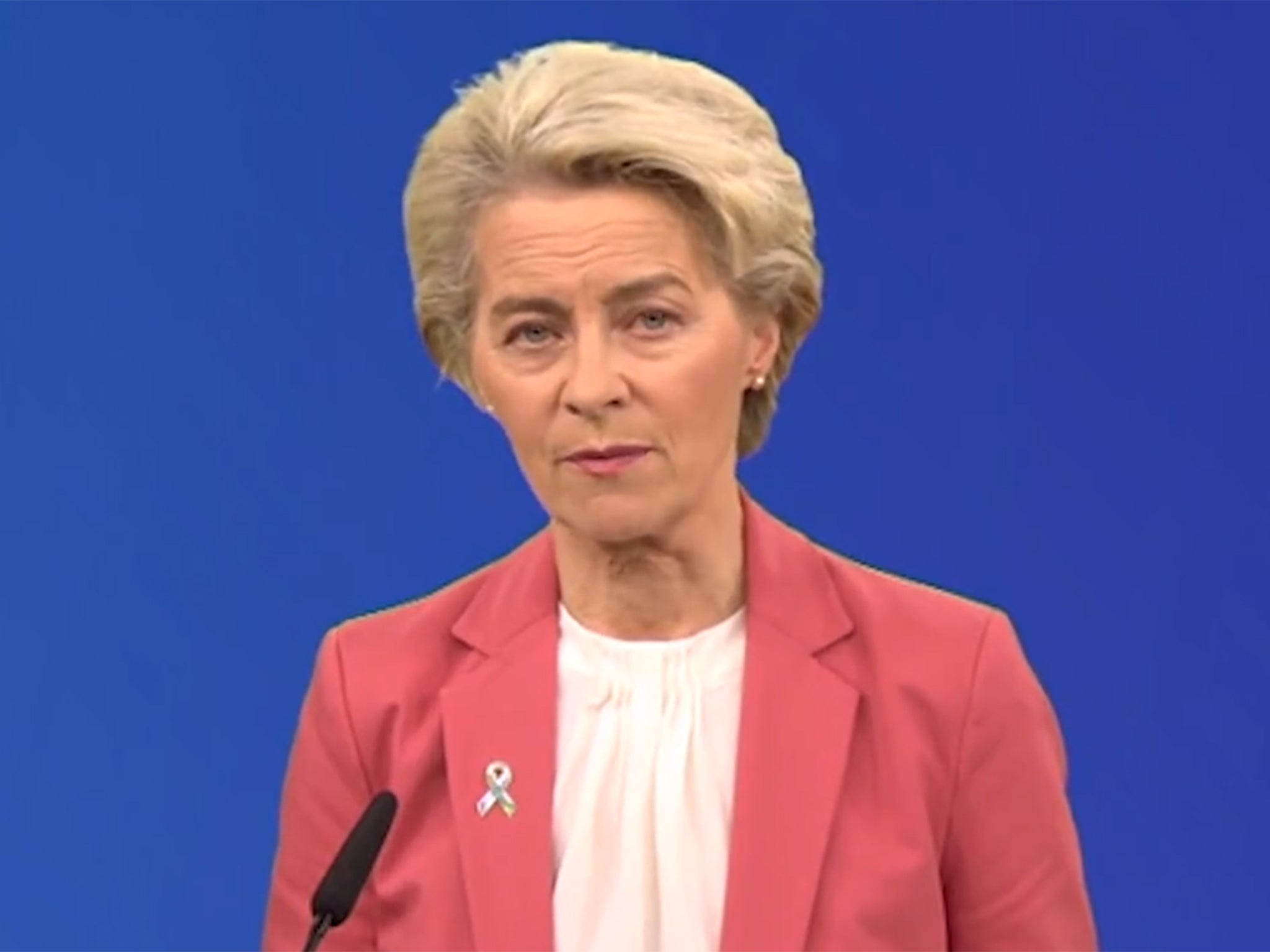 Ursula von der Leyen makes a statement in Brussels