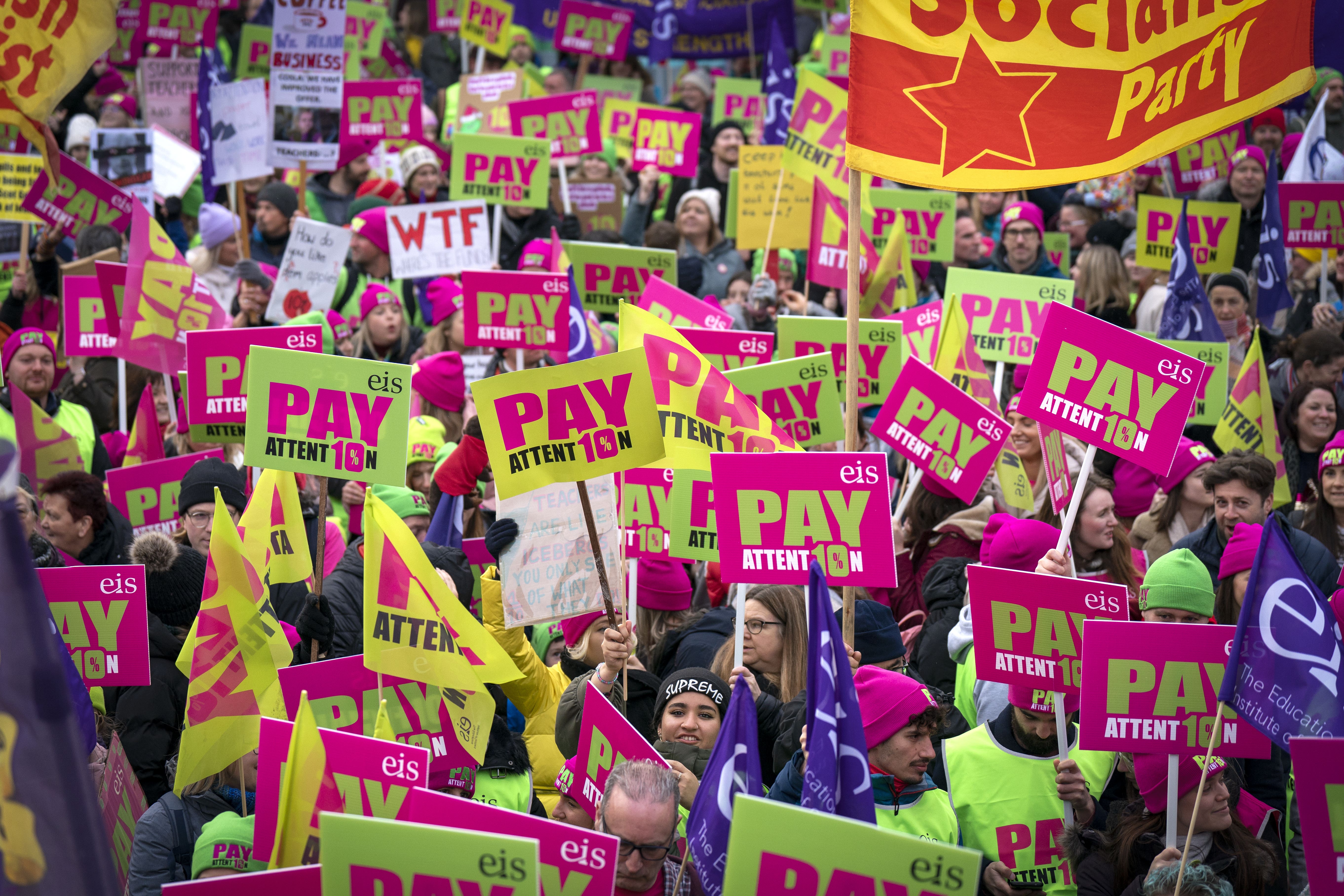 Members of the Educational Institute of Scotland walked out on strike last week, closing nearly every school in Scotland (PA)