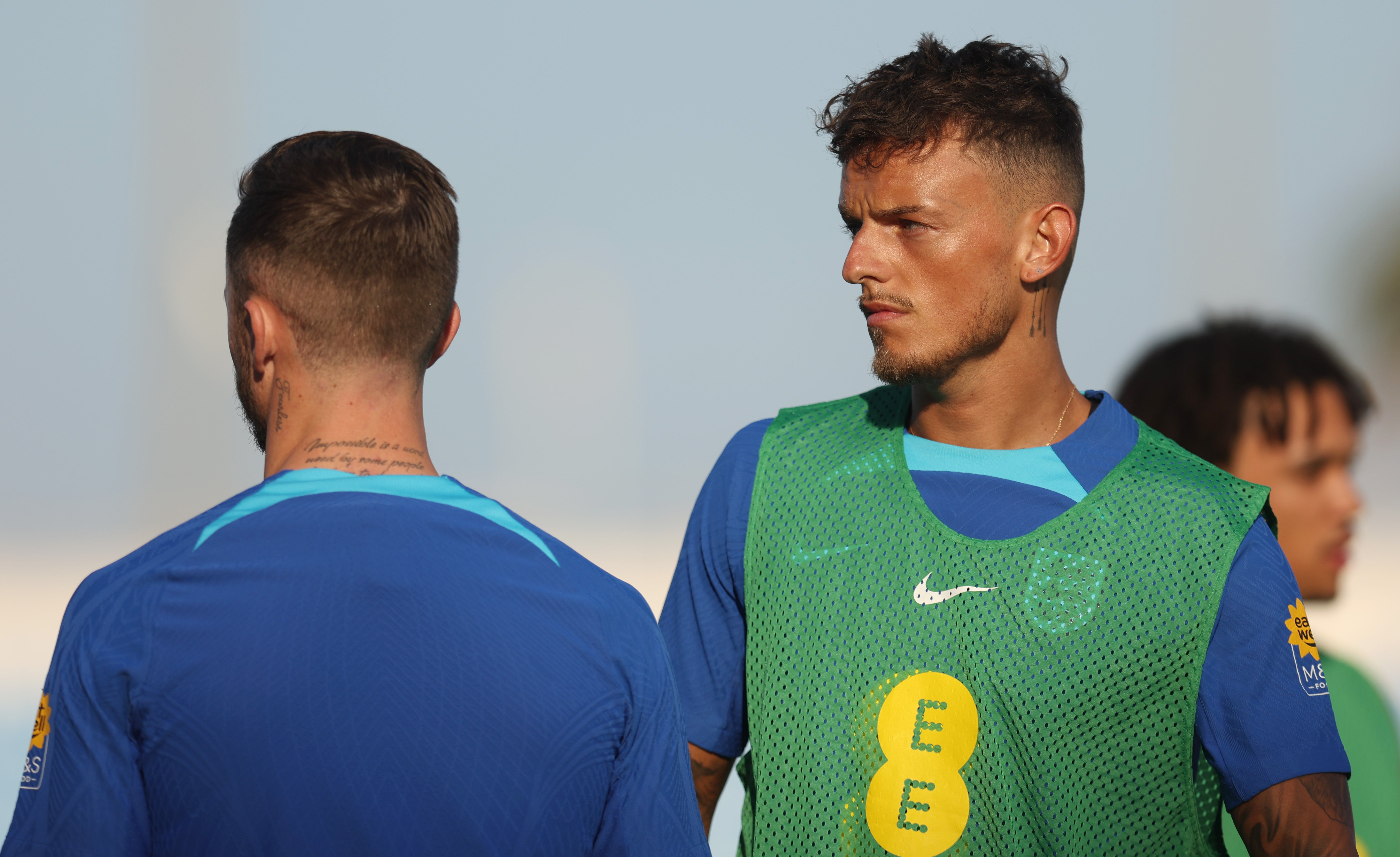 Ben White pictured in England training in Qatar