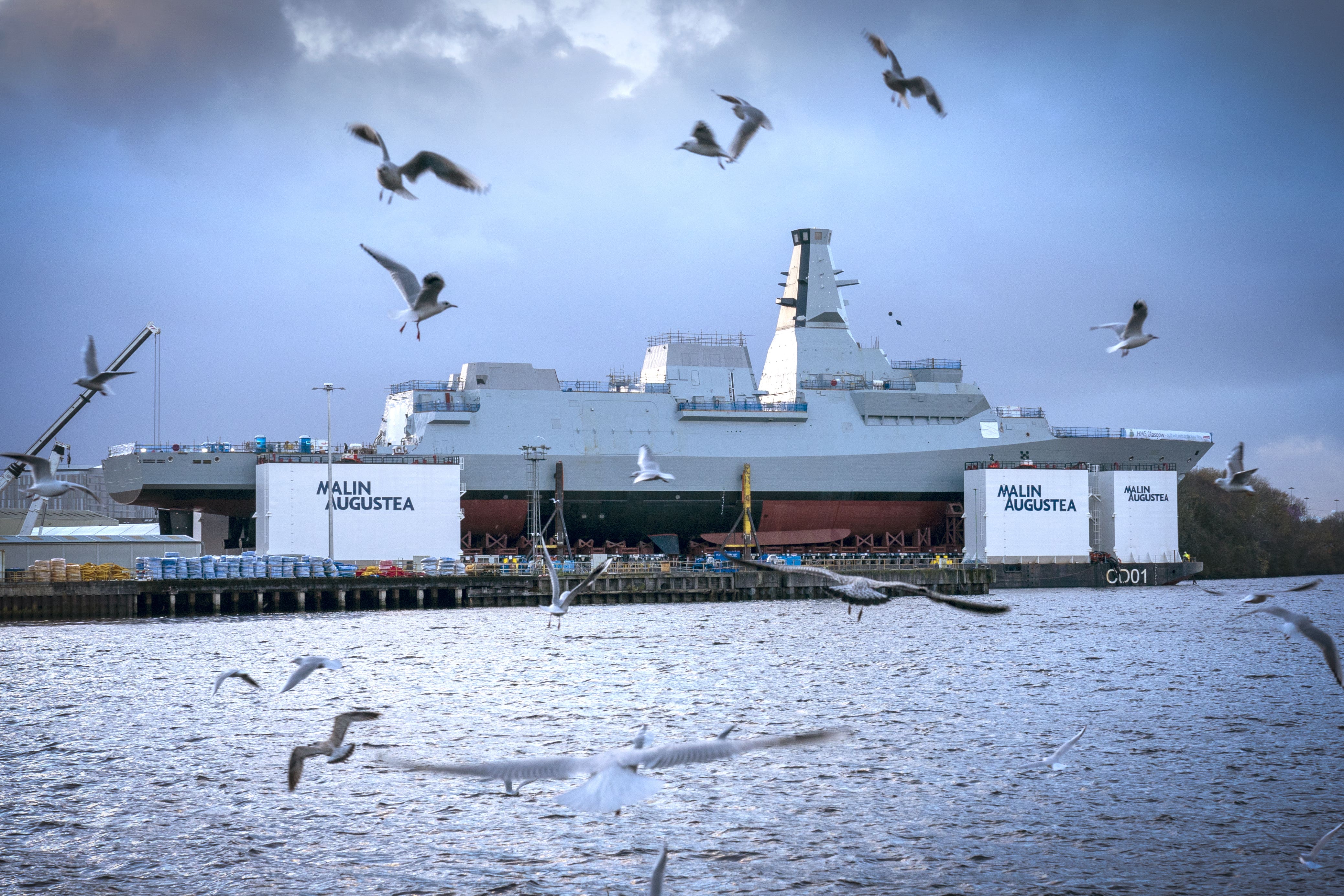 The first of the new Royal Navy frigates being moved to Scotstoun for further construction work (The first of the new Royal Navy frigates being moved to Scotstoun for further construction work (Royal Navy/PA)