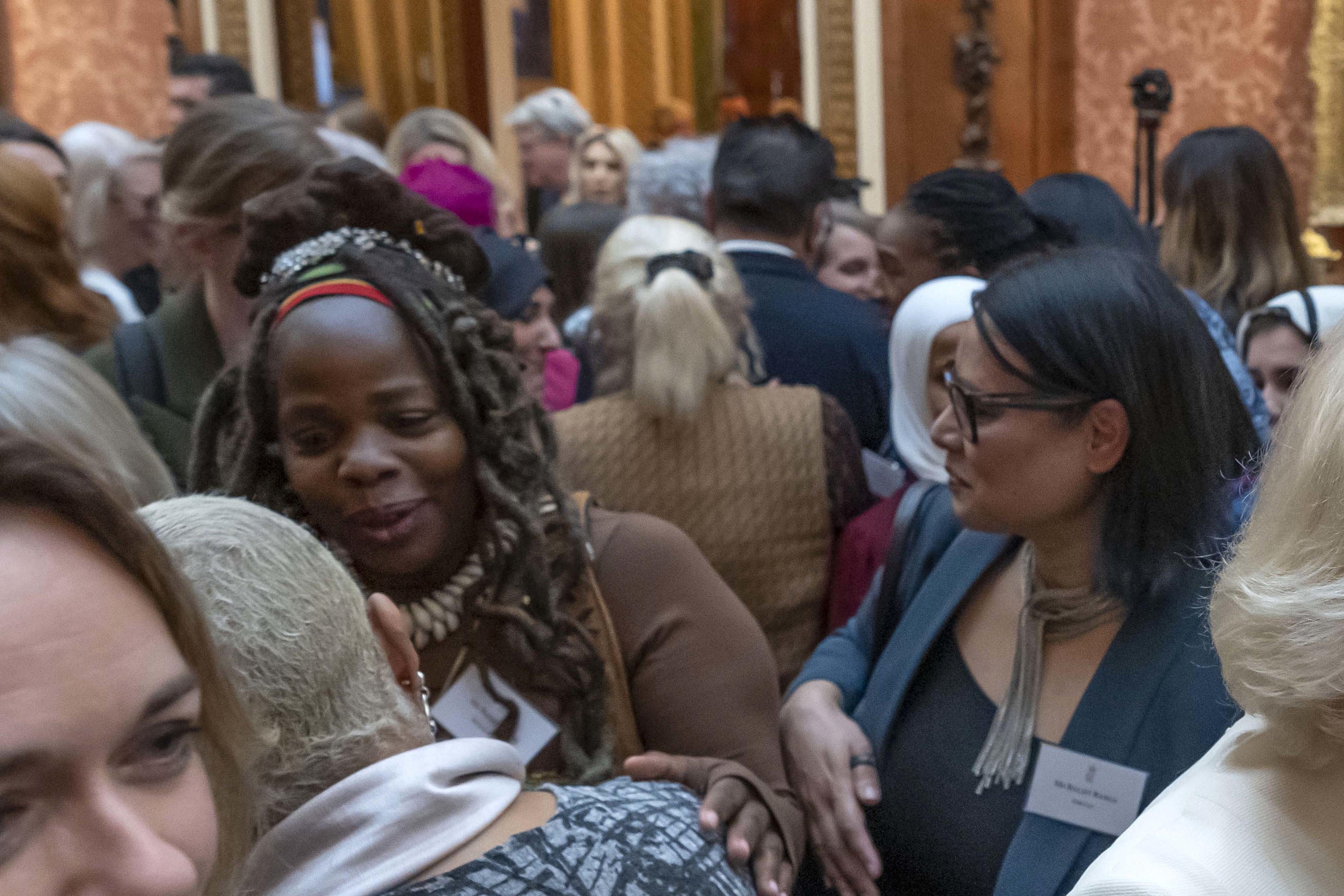 Ngozi Fulani (centre left) at a reception at Buckingham Palace, London (Kin Cheung/PA)