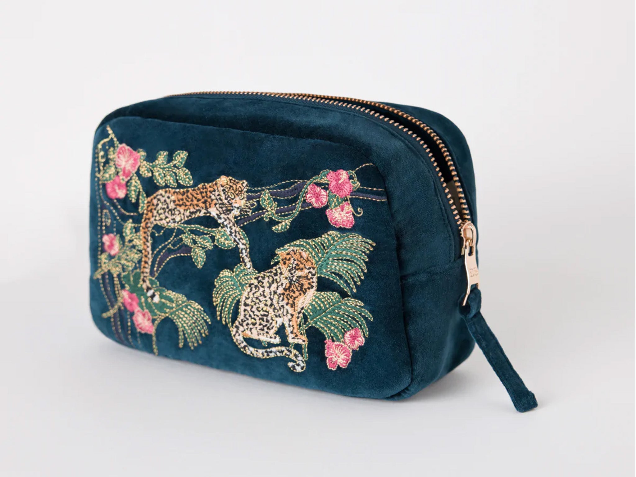 Elizabeth Scarlett jungle jaguar cosmetics bag