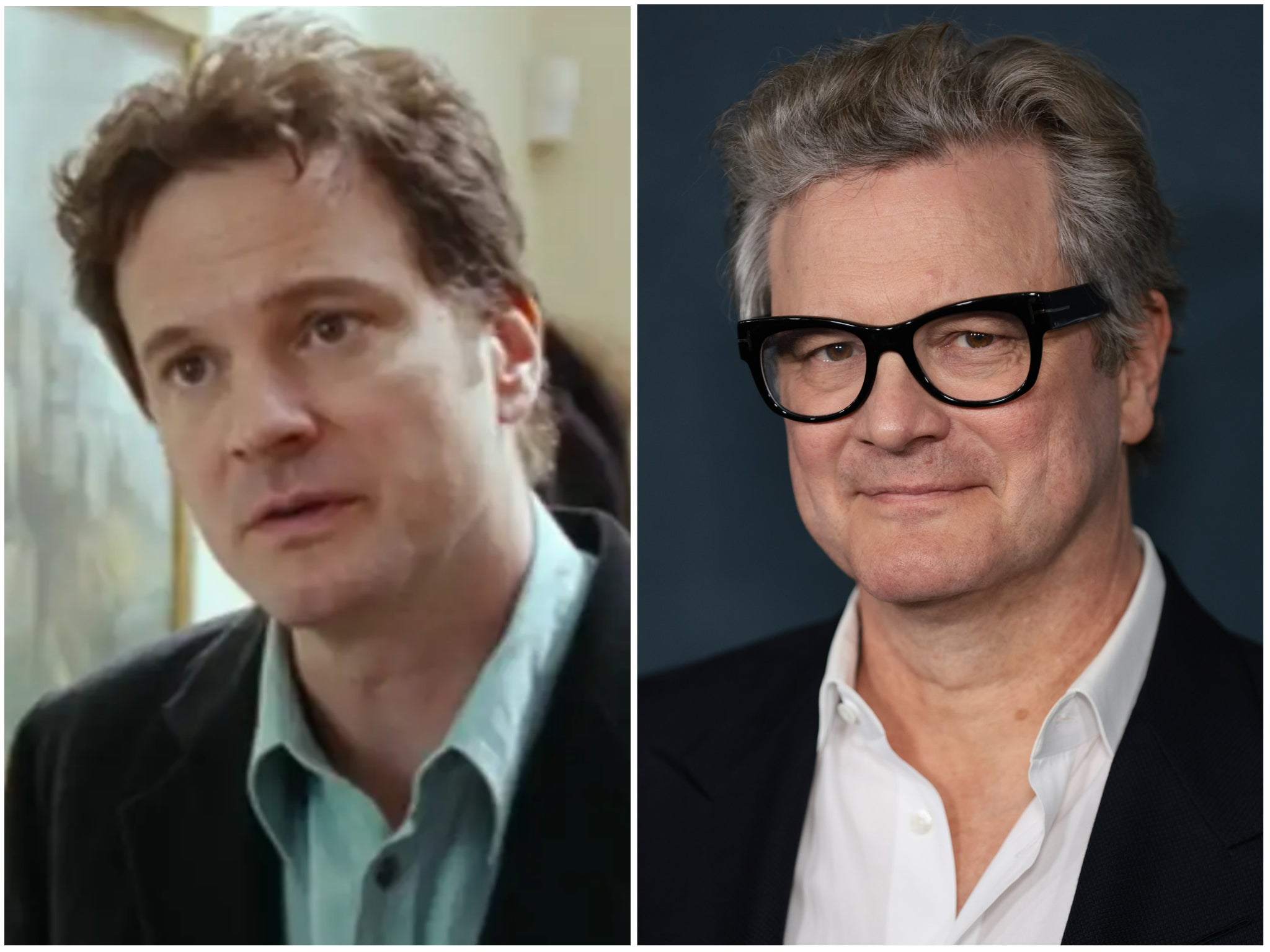 Colin Firth in ‘Love Actually’ and in 2022